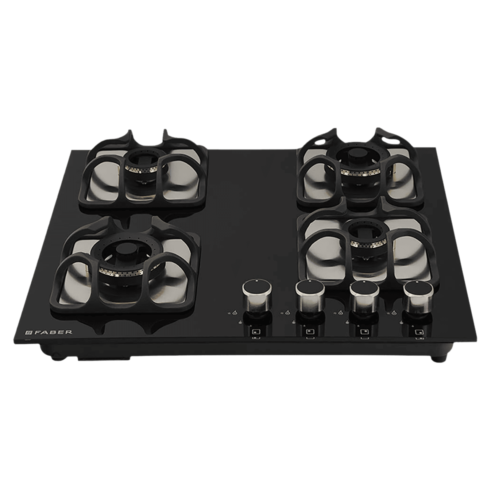 Faber Imperia Plus 604 BRB CI BK Toughened Glass Top 4 Burner Automatic Hob (High Quality Knob, Black)
