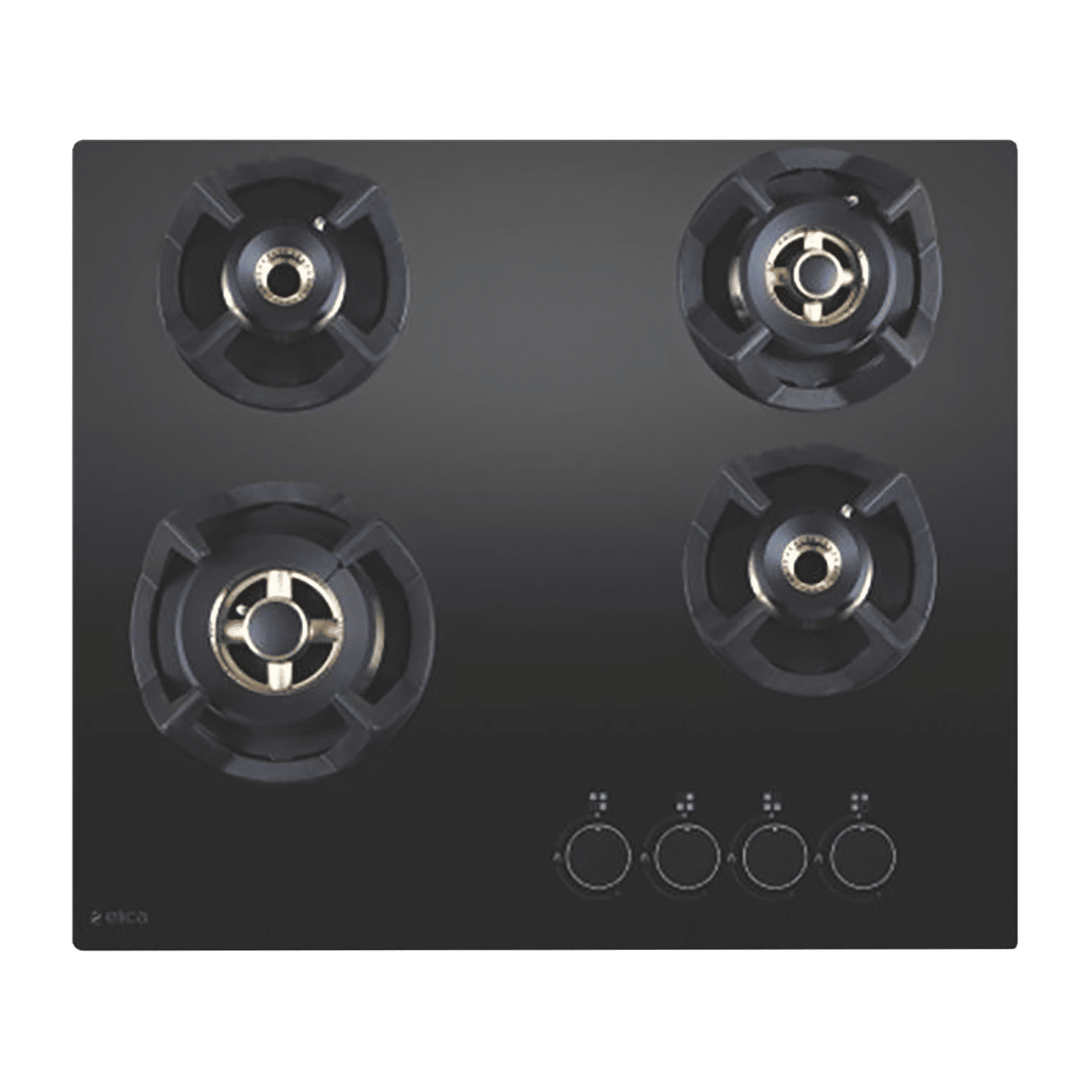 Elica CLASSIC FLEXI FB MFC 4B 60 MT Toughened Glass Top 4 Burner Automatic Electric Hob (Round Metallic Knob, Black)