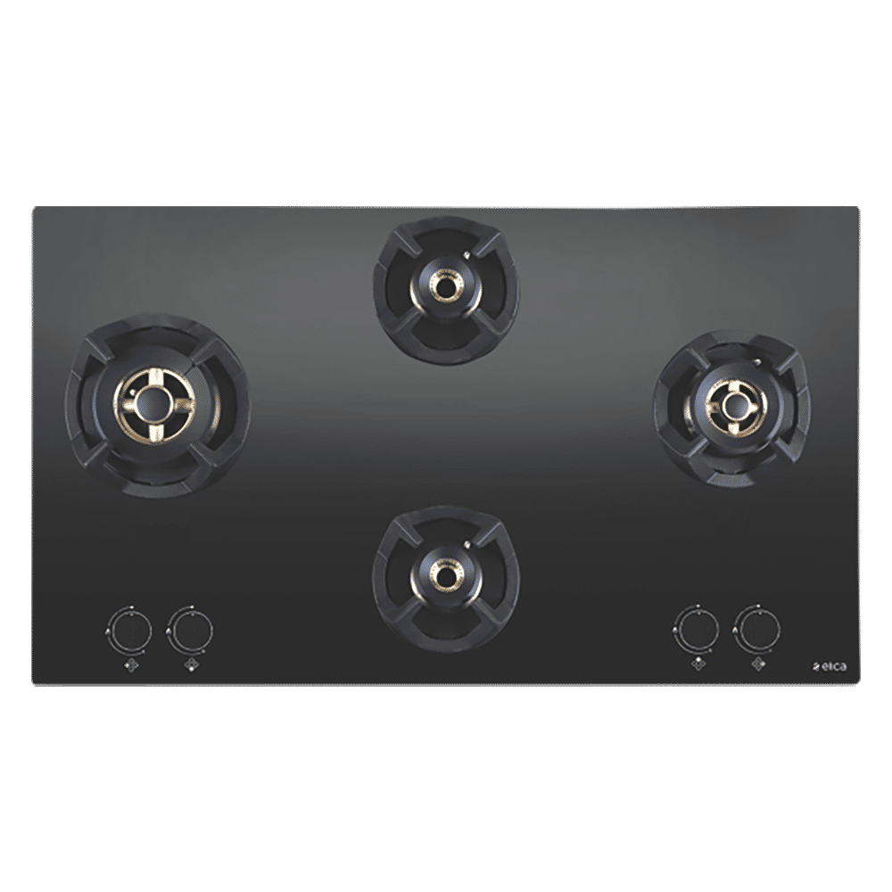 Elica CLASSIC FLEXI FB MFC 4B 70 MT Glass Top 4 Burner Automatic Electric Hob (Round Metallic Knob, Black)