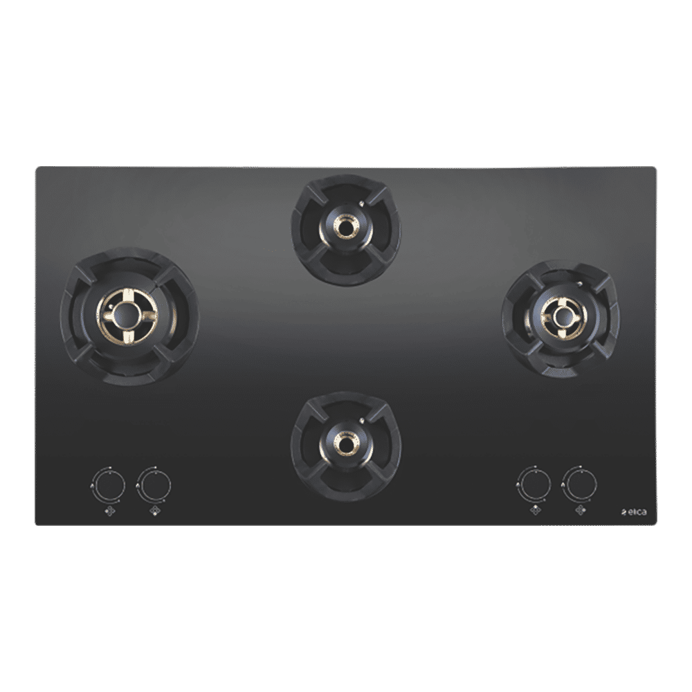 Elica CLASSIC FLEXI FB MFC 4B 91 MT Glass Top 4 Burner Automatic Electric Hob (Round Metallic Knob, Black)