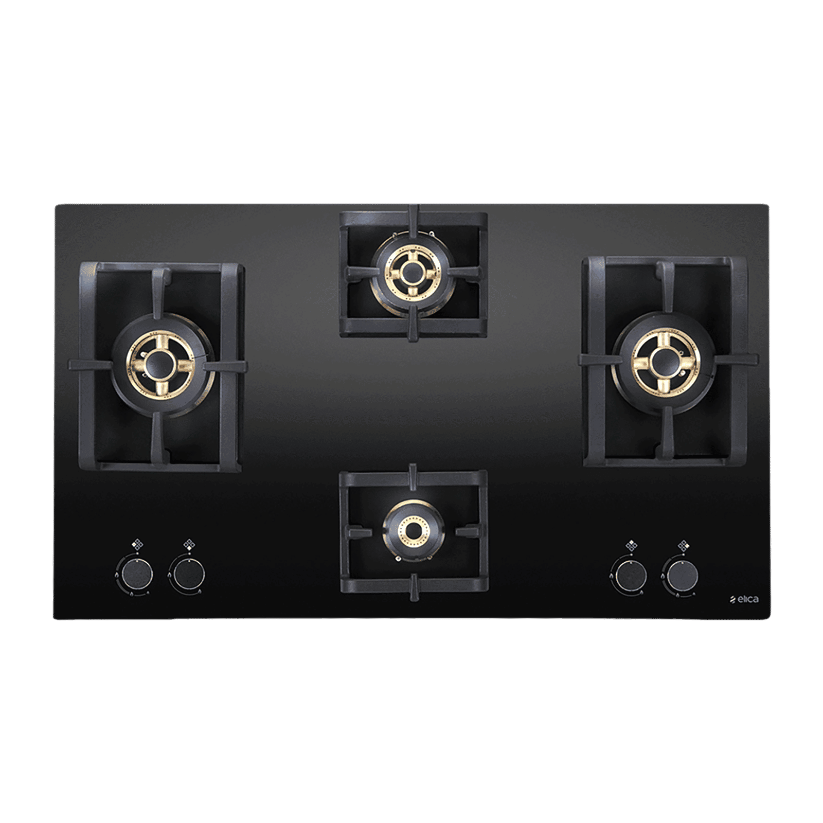 Elica PRO FB MFC 4B 91 DX FFD Glass Top 4 Burner Automatic Electric Hob (Round Metallic Knob, Black)