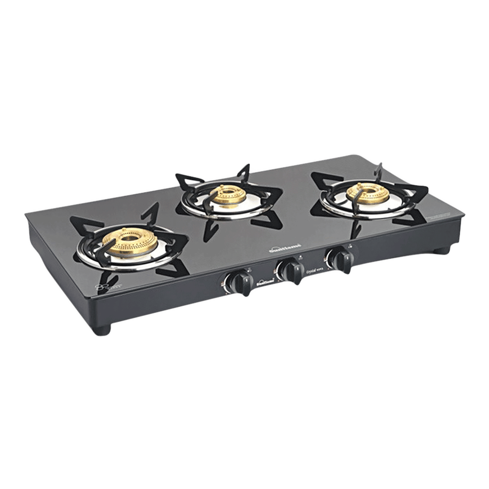Sunflame PRIME 3B BK Toughened Glass Top 3 Burner Manual Gas Stove (Stainless Steel Drip Tray, Black)