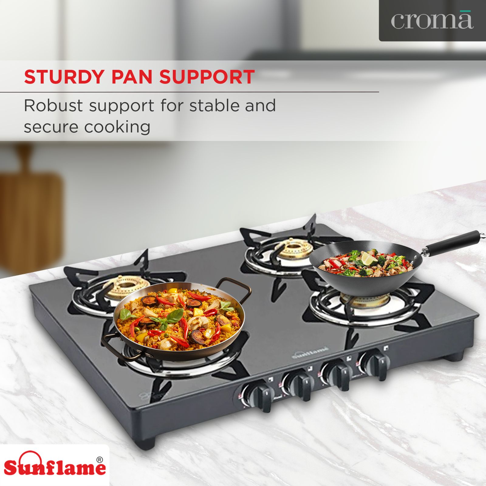 Sunflame LPG Stove Prime 4B XL BK