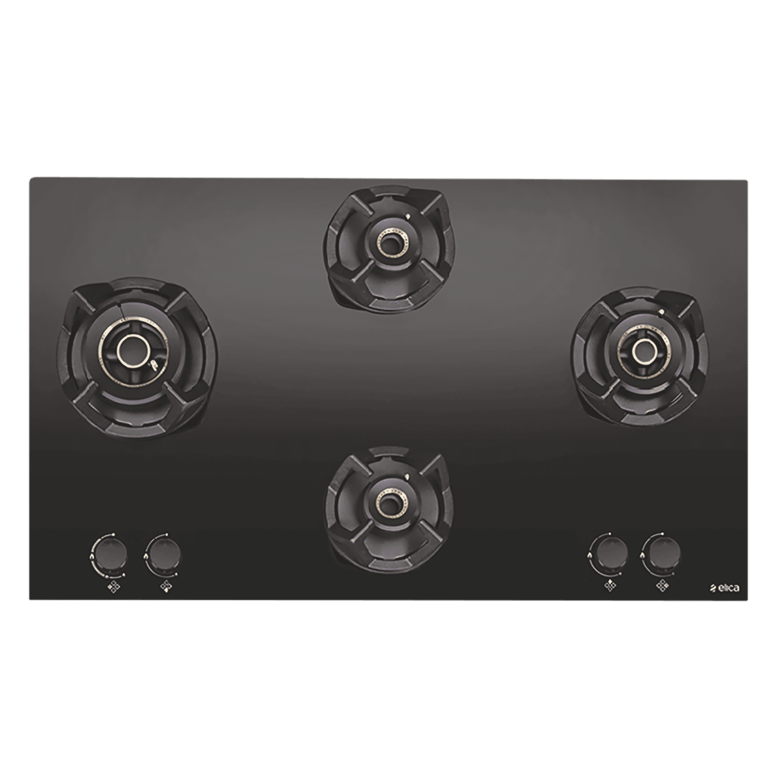 Elica CLASSIC AB MFC 4B 70 MT Glass Top 4 Burner Automatic Electric Hob (Round Metallic Knob, Black)