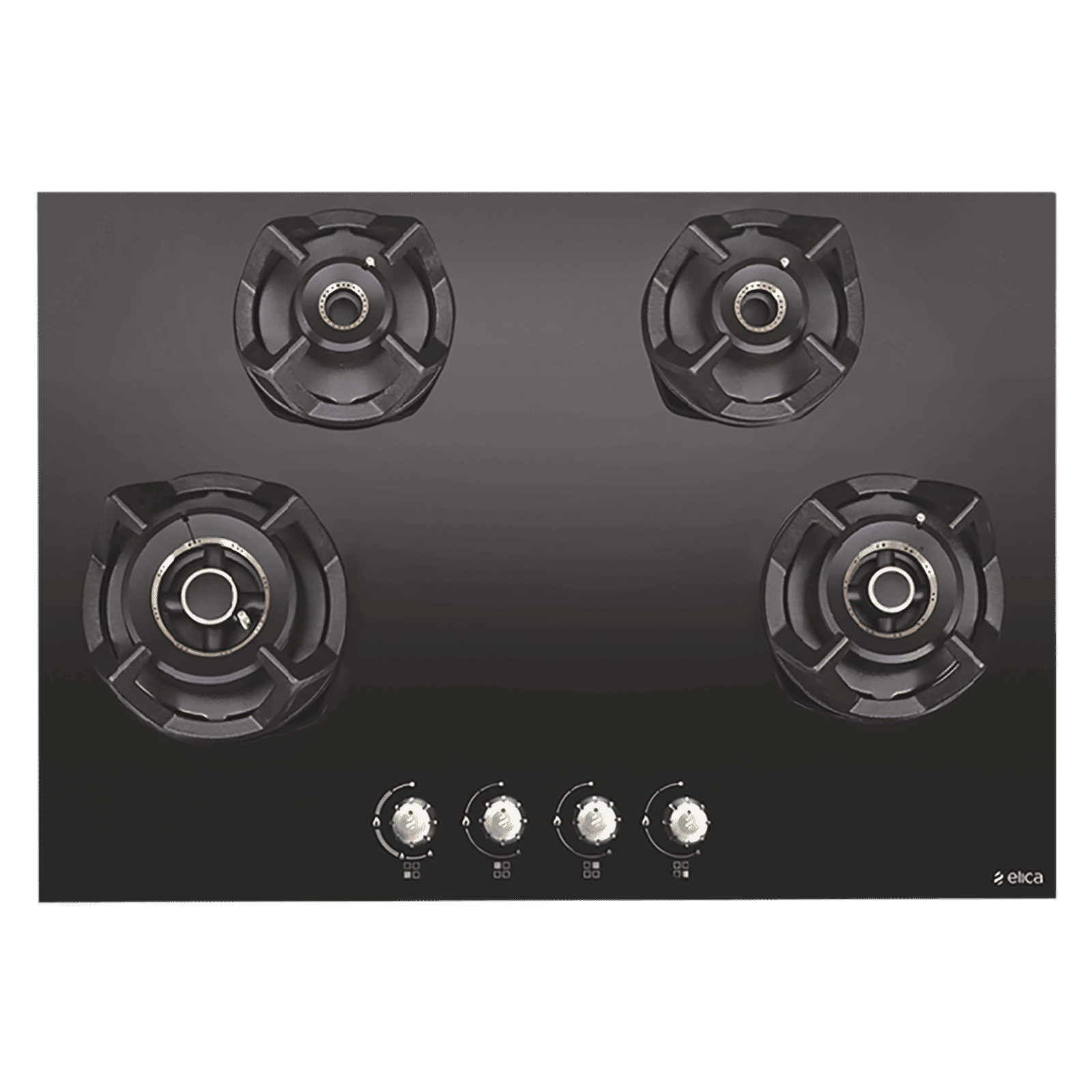 Elica CLASSIC AB MFC 4B 75 MT Glass Top 4 Burner Automatic Electric Hob (Round Metallic Knob, Black)