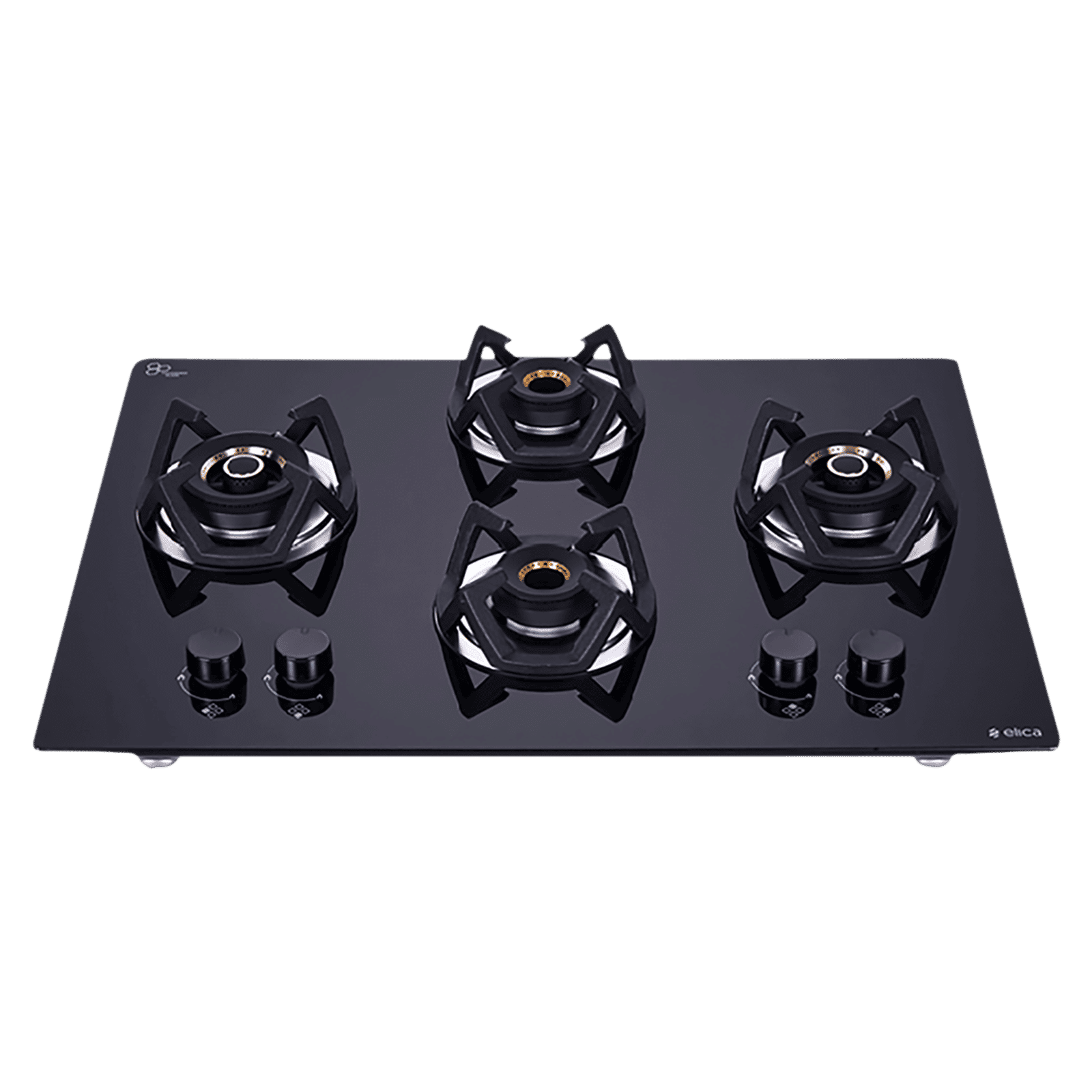 Elica CLASSIC FLEXI AB HCT 4B 70 DX Glass Top 4 Burner Automatic Electric Hob (Cast Iron Grid, Black)