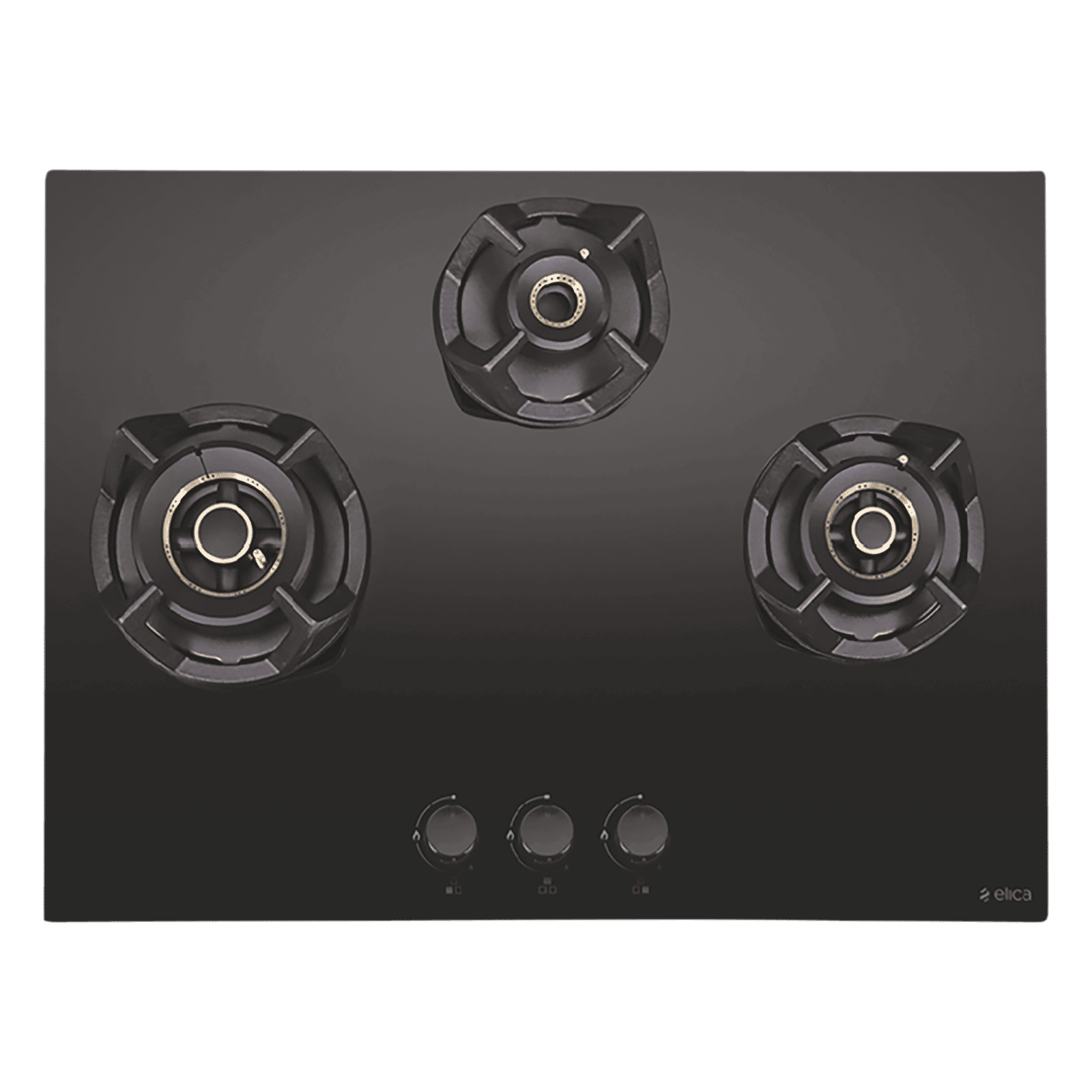 Elica CLASSIC AB MFC 3B 70 MT Glass Top 3 Burner Automatic Electric Hob (Round Metallic Knob, Black)