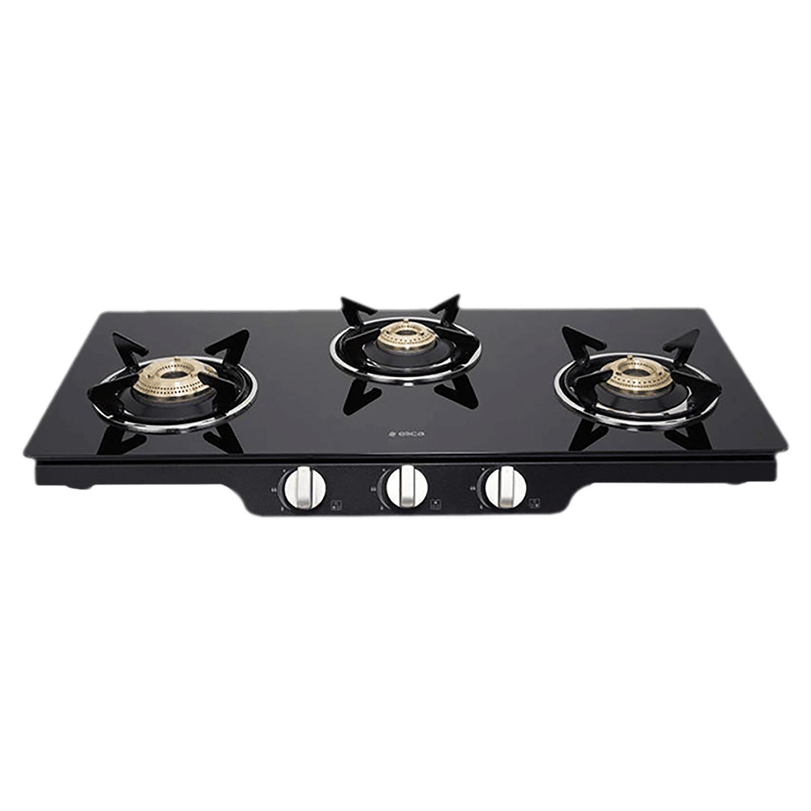 Elica Patio ICT 773 BLK SPF Series Toughened Glass Top 3 Burner Manual Gas Stove (Square Enamelled Grid Supports, Black)