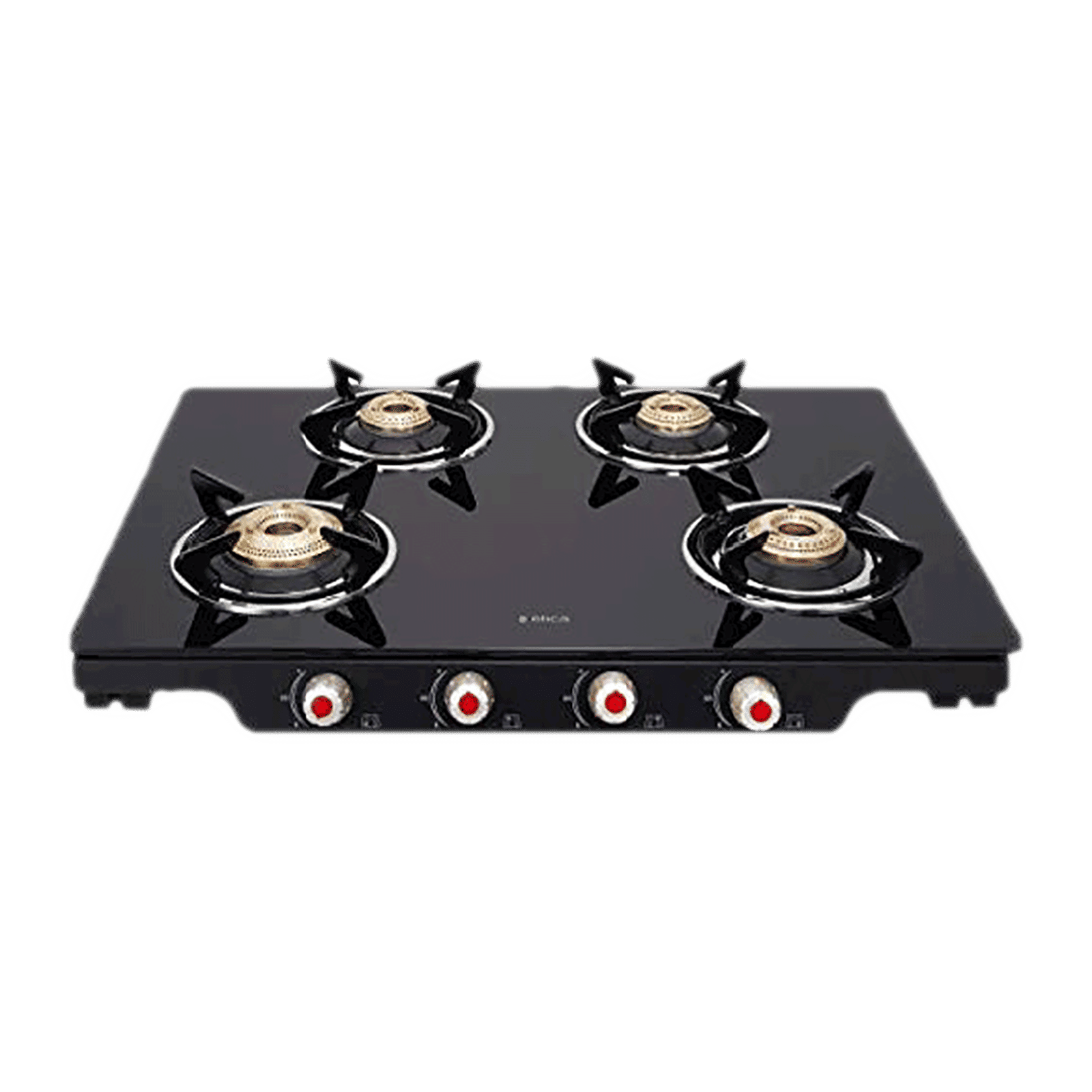 Elica Patio ICT 469 BLK S (SPF SERIES) Glass Top 4 Burner Manual Gas Stove (Euro Coated Grid, Black)