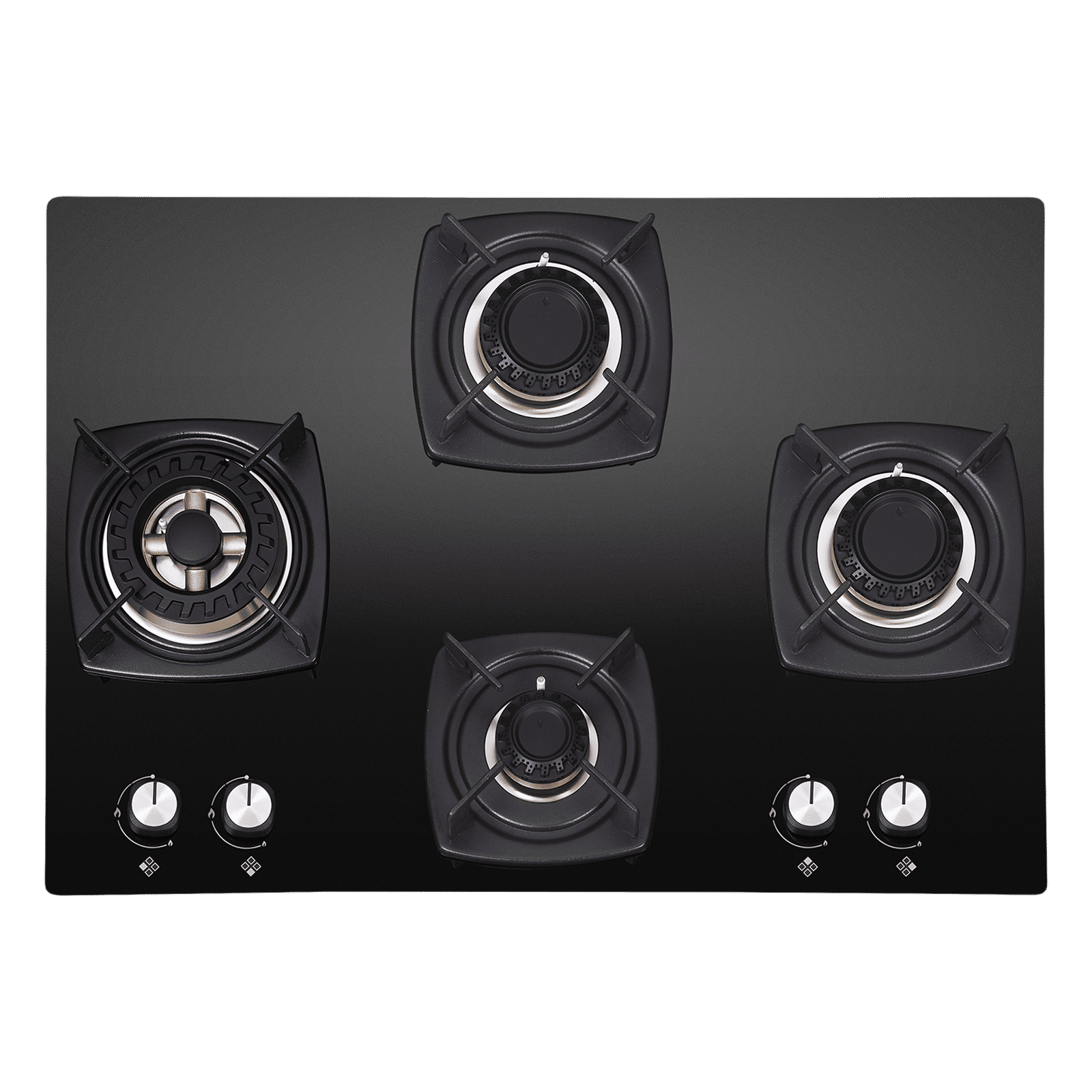 Elica DT FLEXI FB MFC 4B 70 SWIRL Glass Top 4 Burner Automatic Electric Hob (Cast Iron Grid, Black)