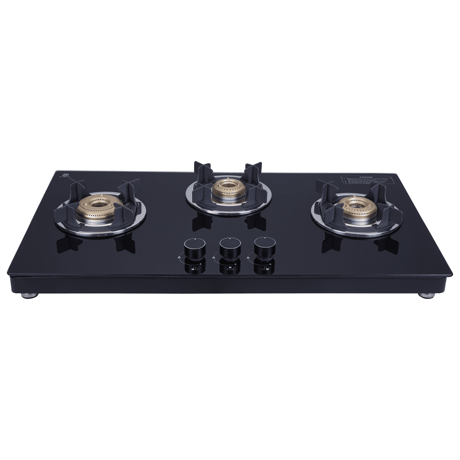 elica 773 CT VETRO (TKN CROWN DT SERIES) Toughened Glass Top 3 Burner Manual Gas Stove (Ultra Slim Frame, Black/White)