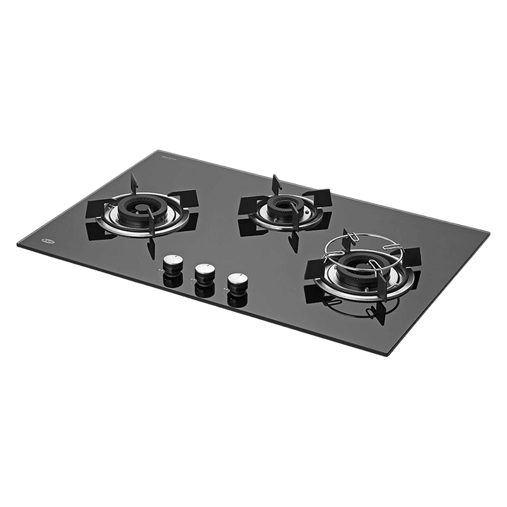 KAFF HBR 783 B Tempered Glass Top 3 Burner Automatic Electric Hob (Matte Enamelled Pan Support, Black)