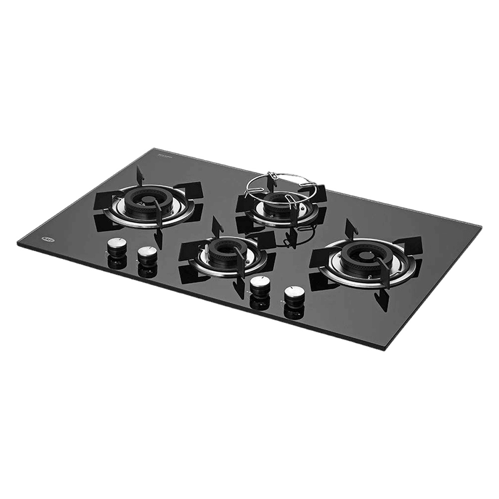 KAFF HBR 784 A Tempered Glass Top 4 Burner Automatic Electric Hob (Enamelled Matt Finish Grills, Black)