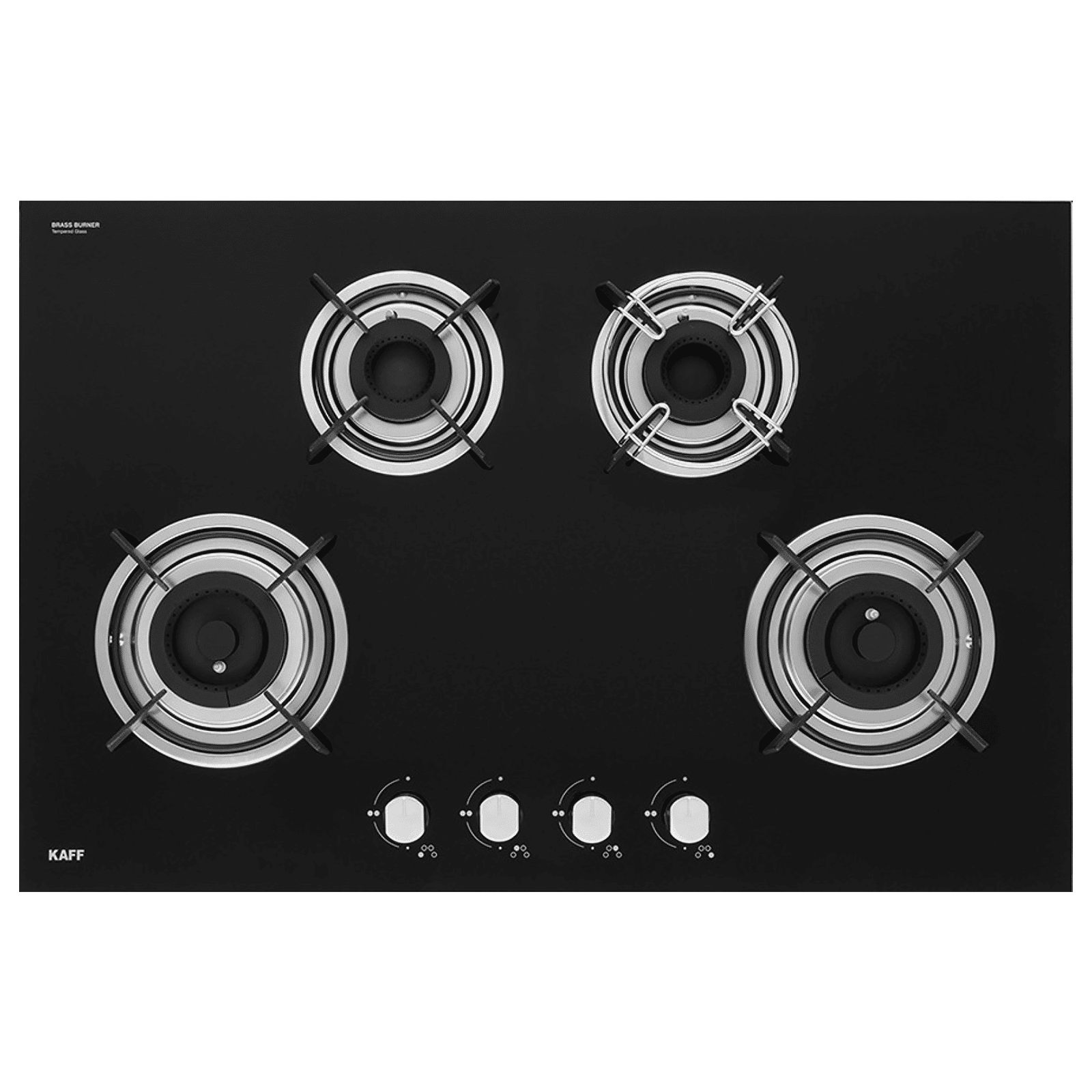 KAFF HBR 804 A Tempered Glass Top 4 Burner Automatic Electric Hob (Enamelled Matt Finish Grills, Black)