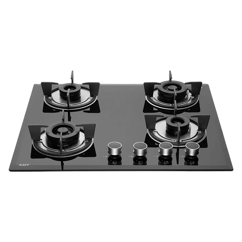 KAFF FBB 604 Tempered Glass Top 4 Burner Automatic Electric Hob (Enamelled Matt Finish Grills, Black)