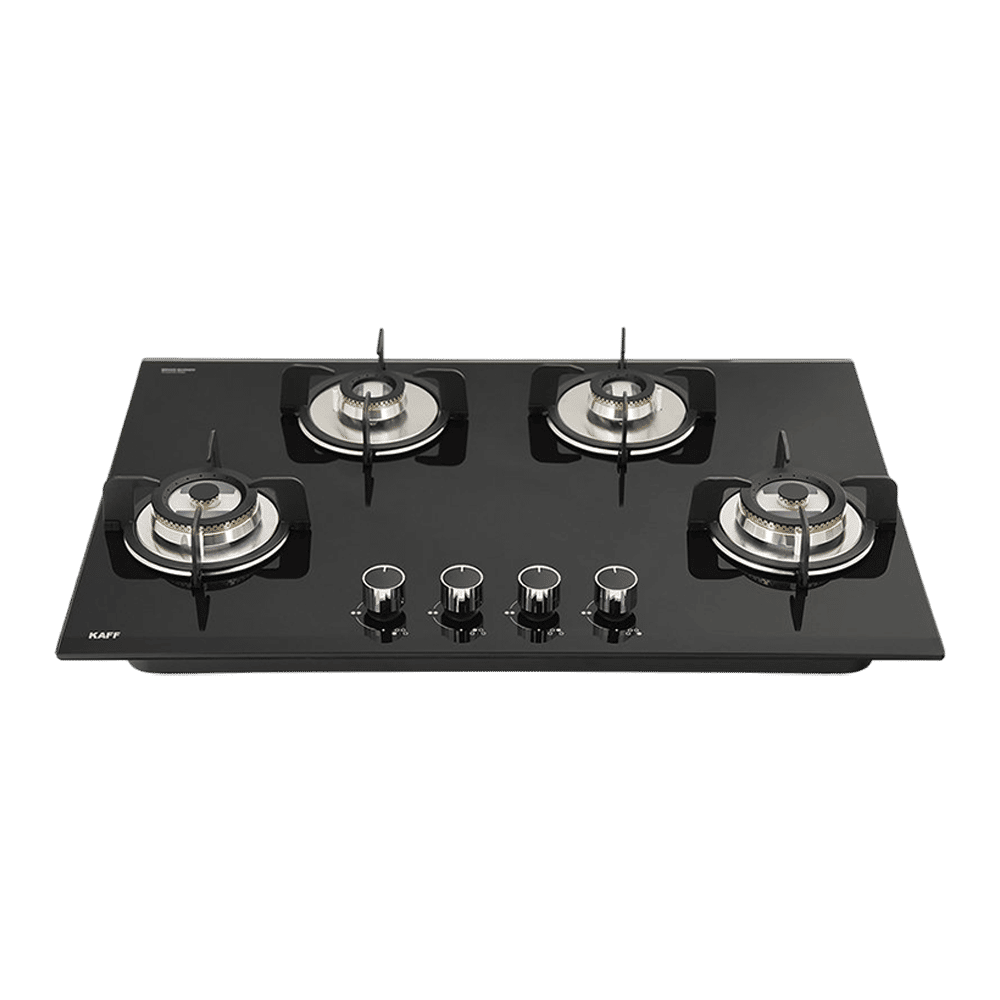 KAFF VRH 784 Tempered Glass Top 4 Burner Automatic Electric Hob (Matte Enamelled Pan Support, Black)