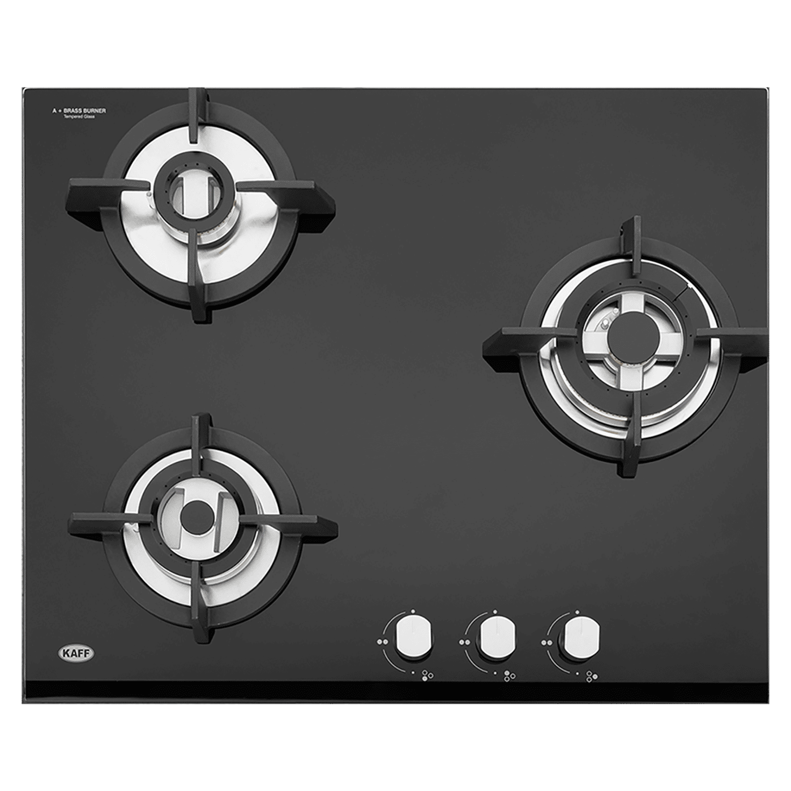 KAFF KH 60 BR 31 Tempered Glass Top 3 Burner Automatic Electric Hob (Heavy Duty Cast Iron Pan Support, Black)