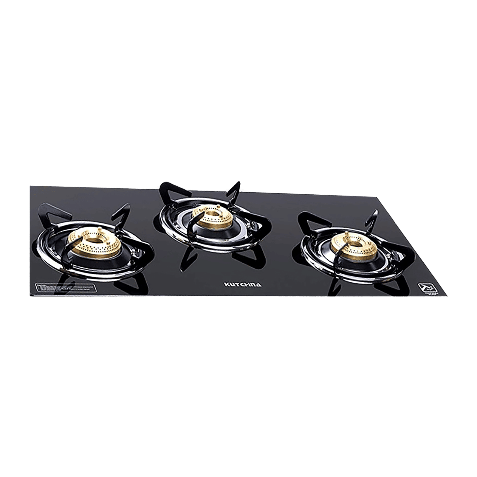 Kutchina Vetro Eco 3B Tempered Glass Top 3 Burner Manual Gas Stove (Euro Coated Thick Pan Support, Black)-image-10