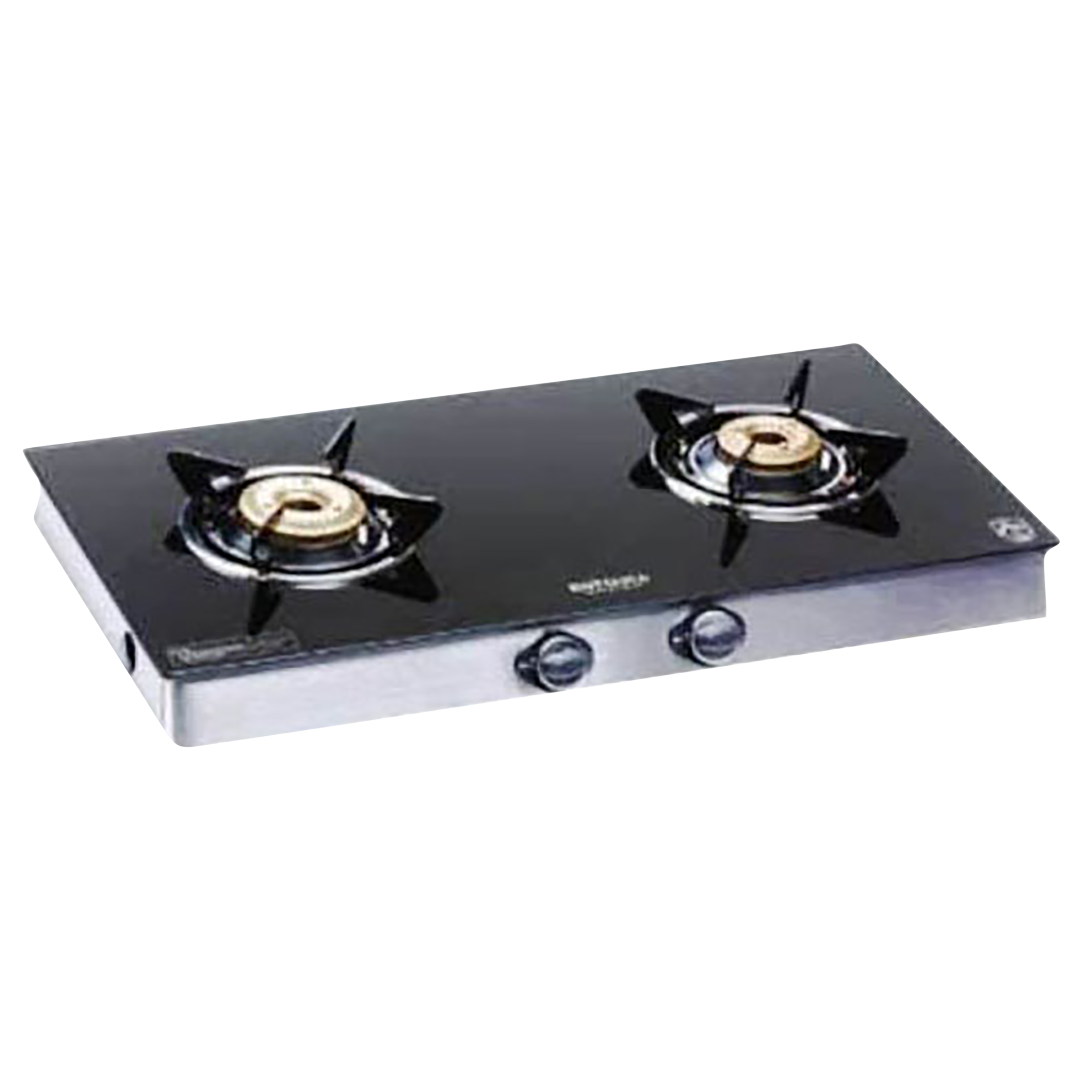 Kutchina Inferno Excel 2B Tempered Glass Top 2 Burner Automatic Gas Stove (Euro Coated Thick Pan Support, Black)