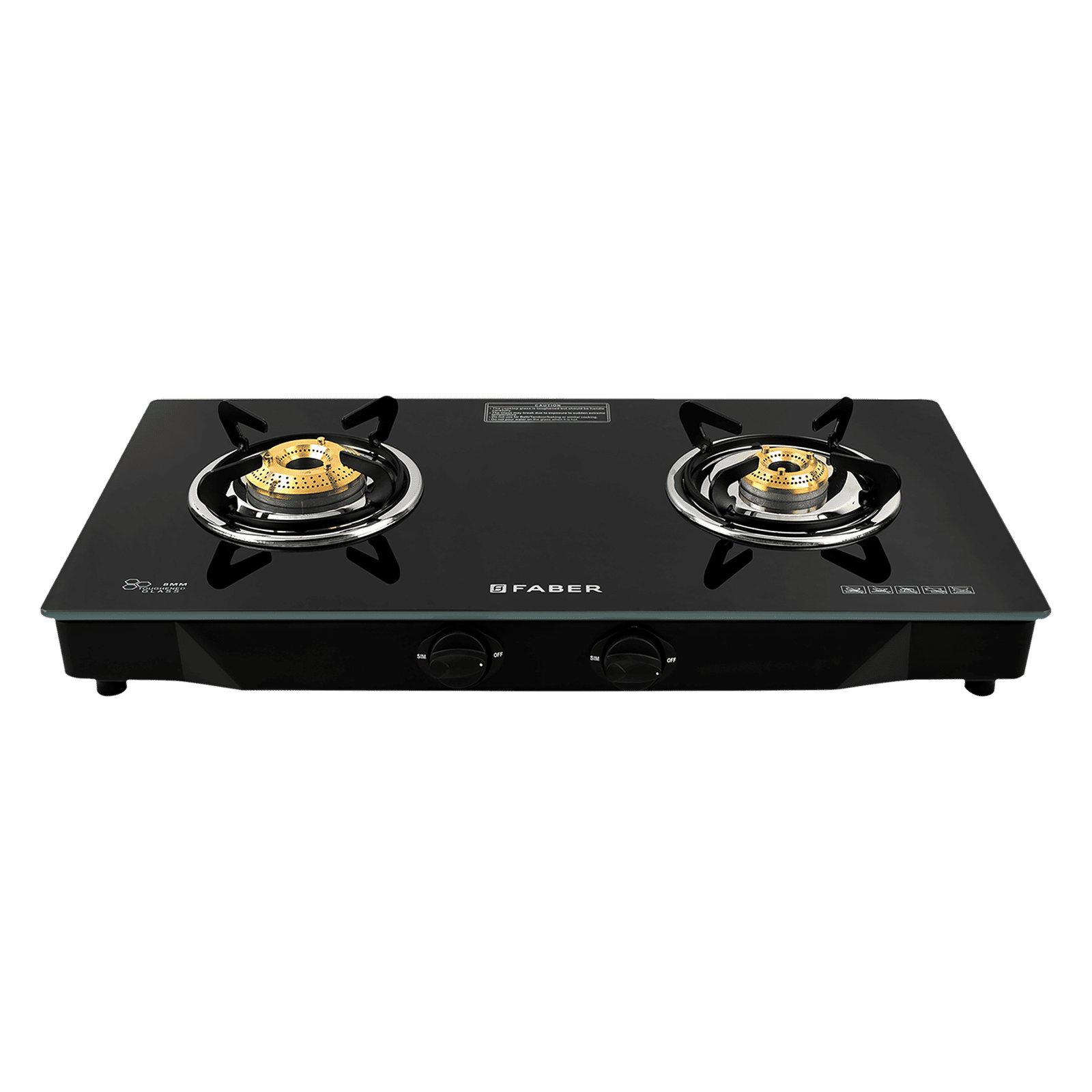 Faber JUMBO 2BB BK Toughened Glass Top 2 Burner Manual Gas Stove (Corrosion Resistance, Black)