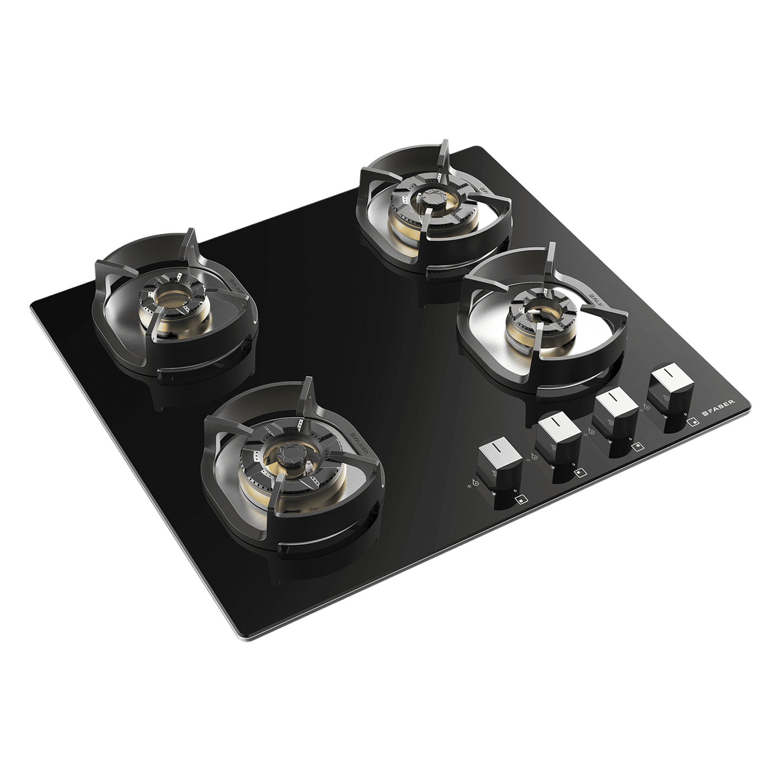 Faber Nexus IND Star HT654 CRS BR CI AI Toughened Glass Top 4 Burner Automatic Electric Hob (Flame Failure Device, Black)