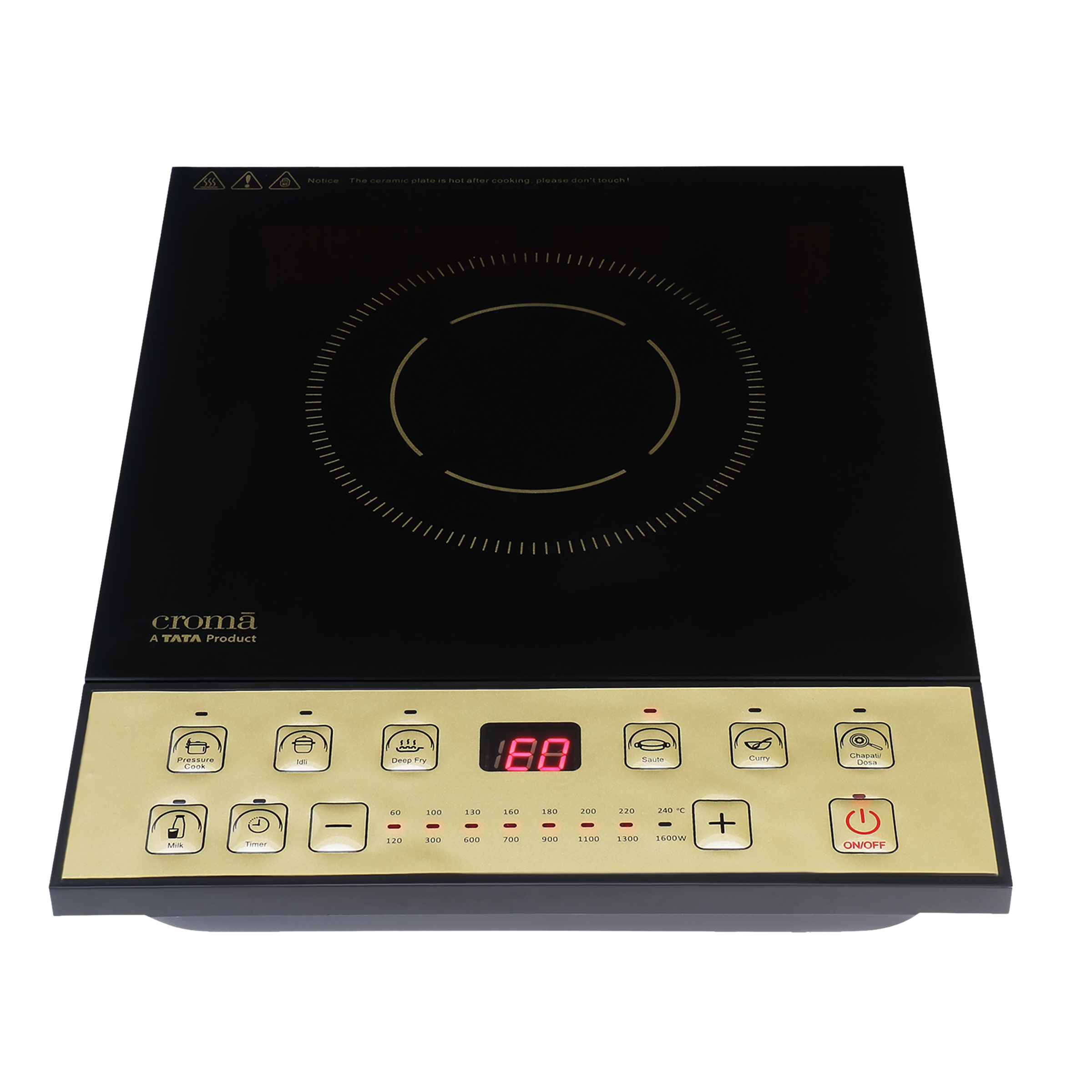 Croma 1600W Induction Cooktop with 7 Preset Menus