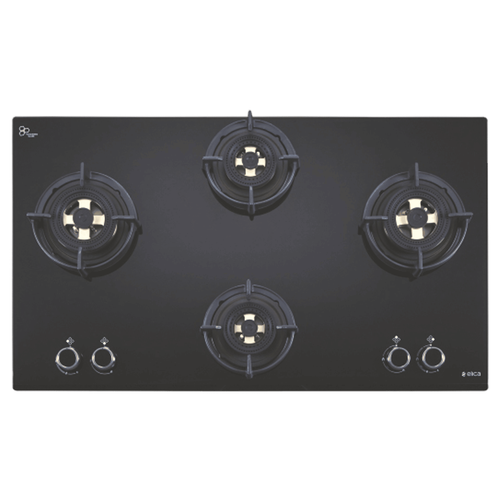 Elica FLEXI DFS FB 4B 70 TX Glass Top 4 Burner Automatic Electric Hob (Round Enamelled Grid, Black)