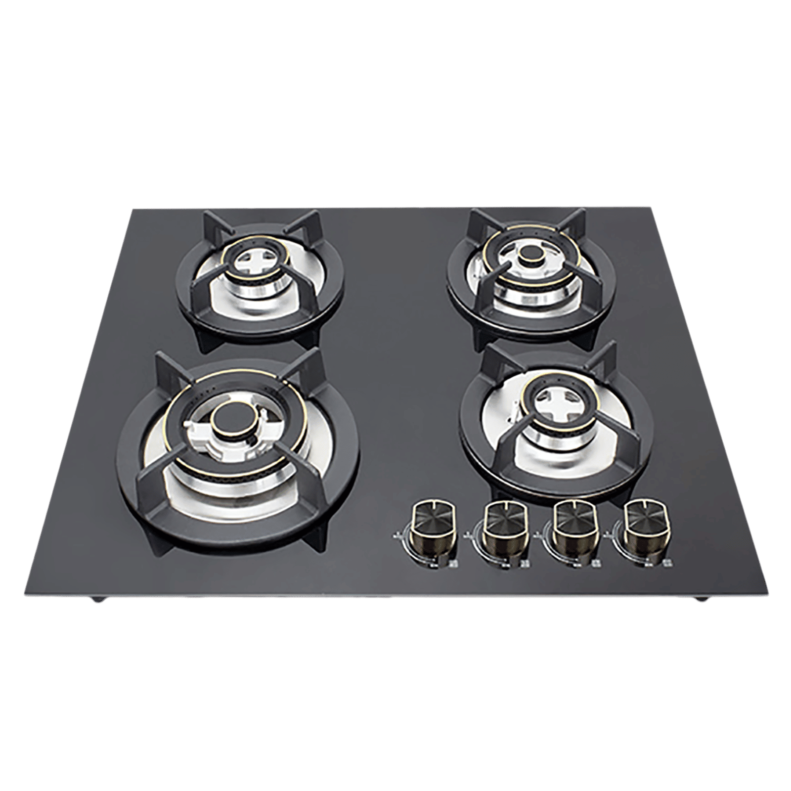 Kutchina Flamma 4B Eco 60 Tempered Glass Top 4 Burner Automatic Hob (Multi Flame Burner, Black)