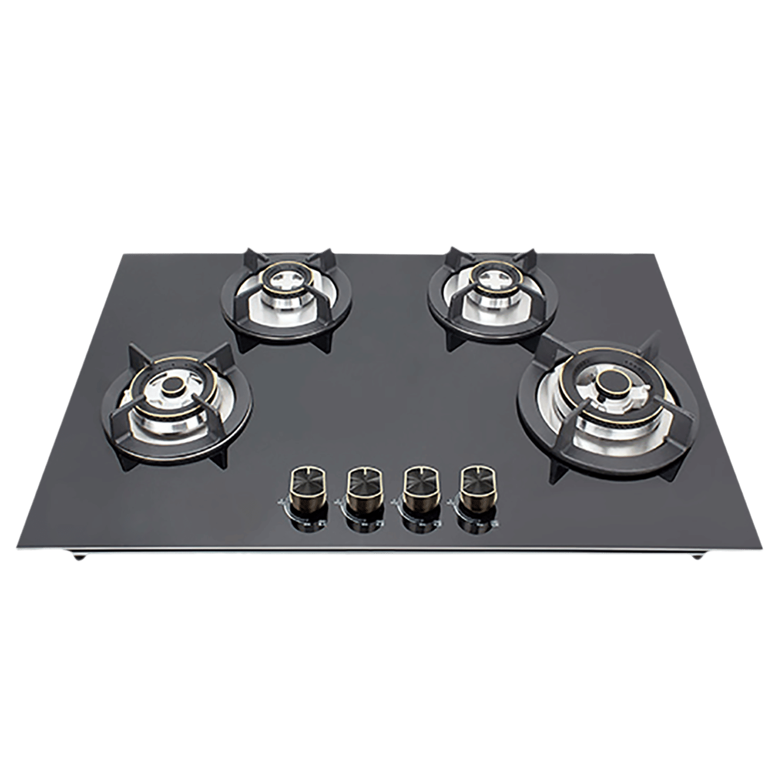 Kutchina Flamma 4B Eco 78 Tempered Glass Top 4 Burner Automatic Hob (Multi Flame Burner, Black)