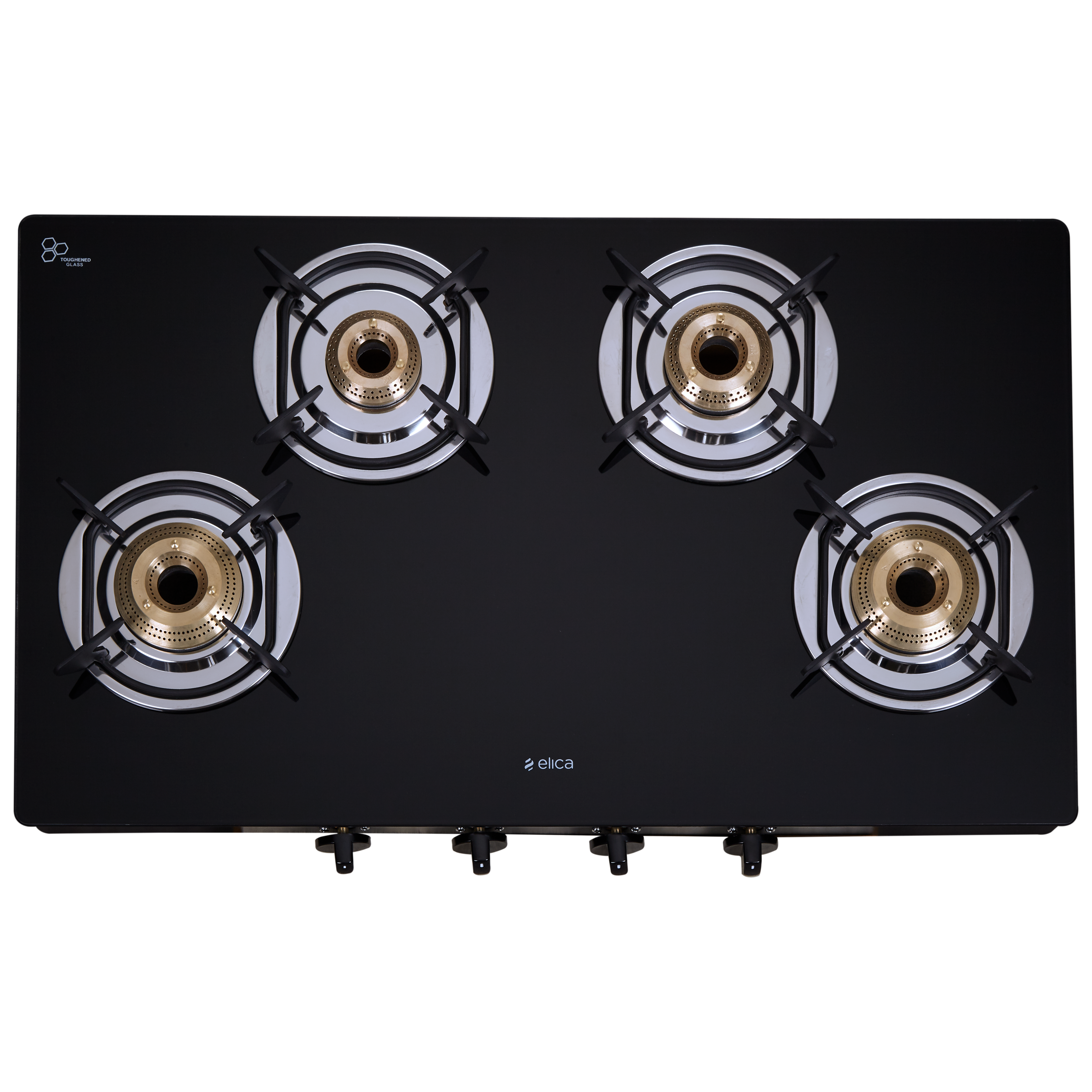 Elica 774 CT DT VETRO 2J Toughened Glass Top 4 Burner Automatic Gas Stove (Durable & Long-Lasting, Black)