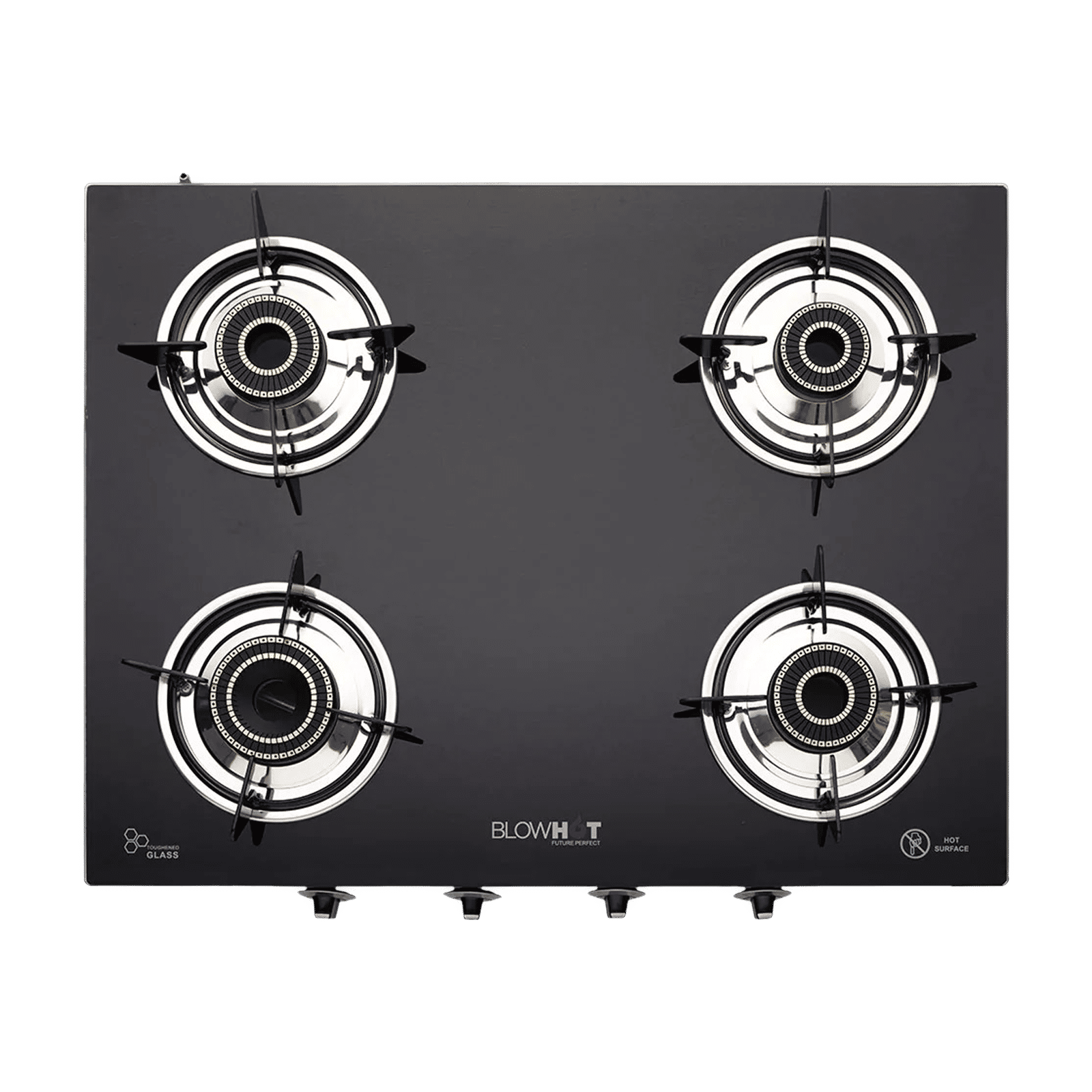 Blowhot Jasper Toughened Glass Top 4 Burner Automatic Electric Gas Stove (ISI Certified, Black)
