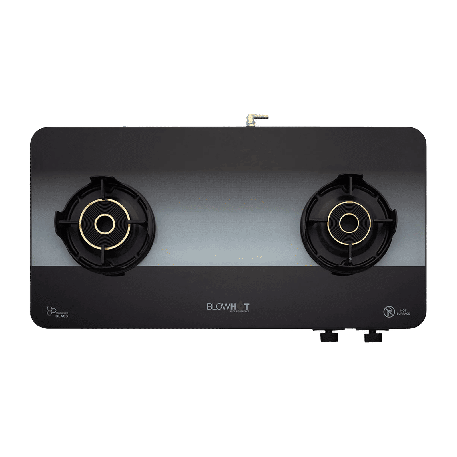 Blowhot Sapphire Toughened Glass Top 2 Burner Manual Gas Stove (ISI Certified, Black)