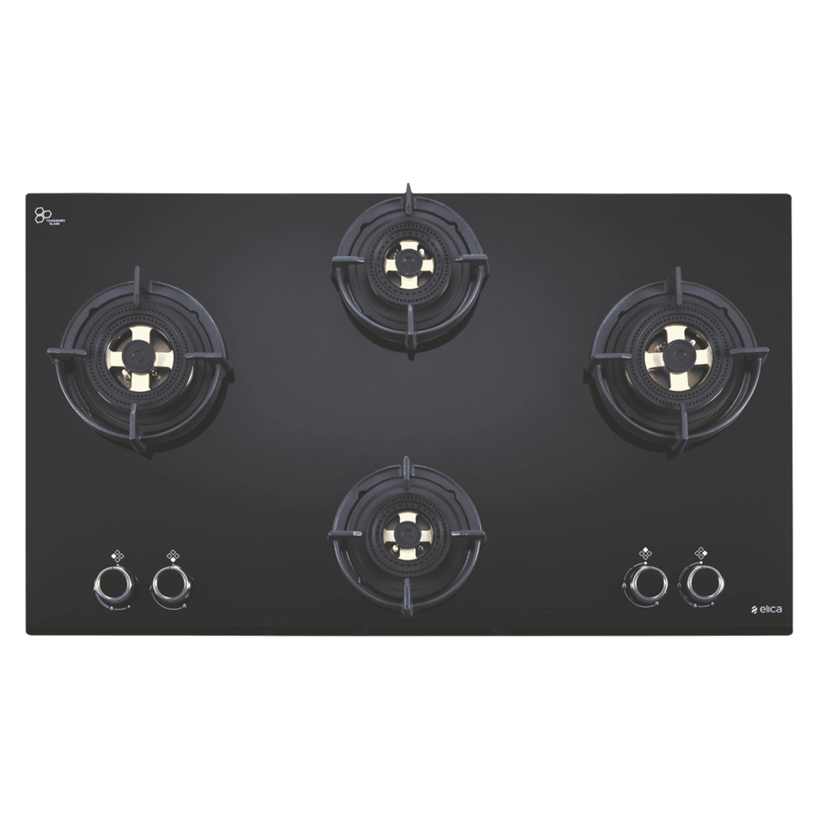 Elica FLEXI DFS FB MFC 4B 91 Glass Top 4 Burner Automatic Electric Hob (Multi Flame Control, Black)