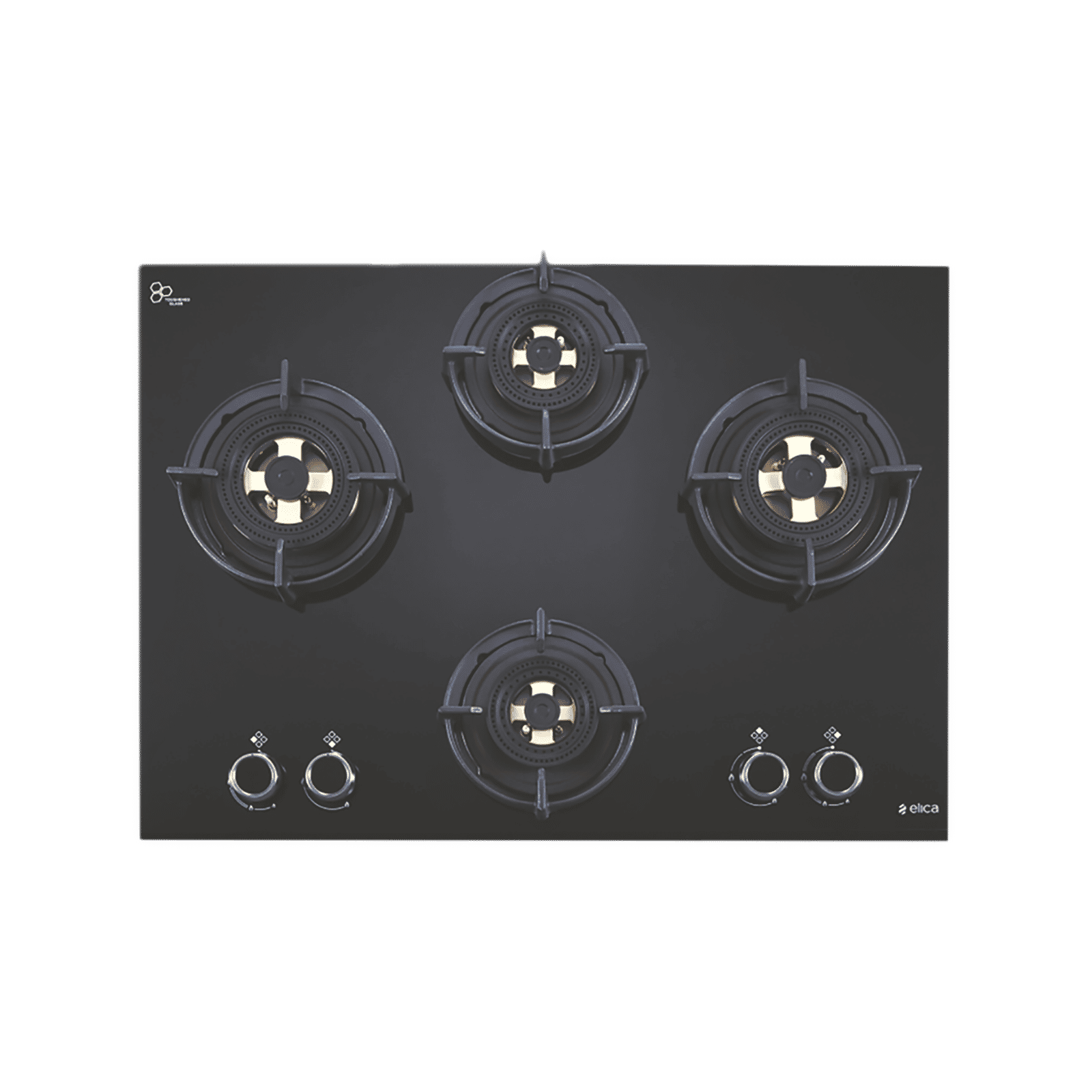 Elica FLEXI DFS FB MFC 4B 70 DX Toughened Glass Top 4 Burner Automatic Hob (Multi Flame Control, Black)