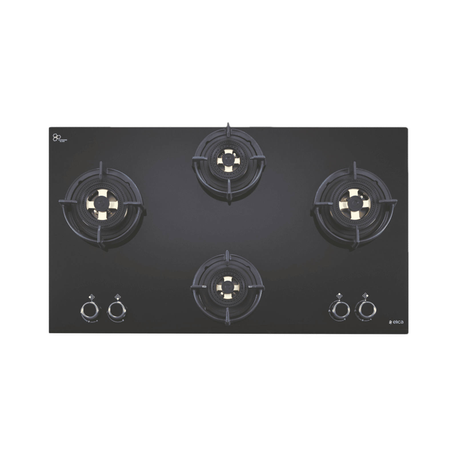 Elica FLEXI DFS FB MFC 4B 91 DX Toughened Glass Top 4 Burner Automatic Hob (Multi Flame Control, Black)