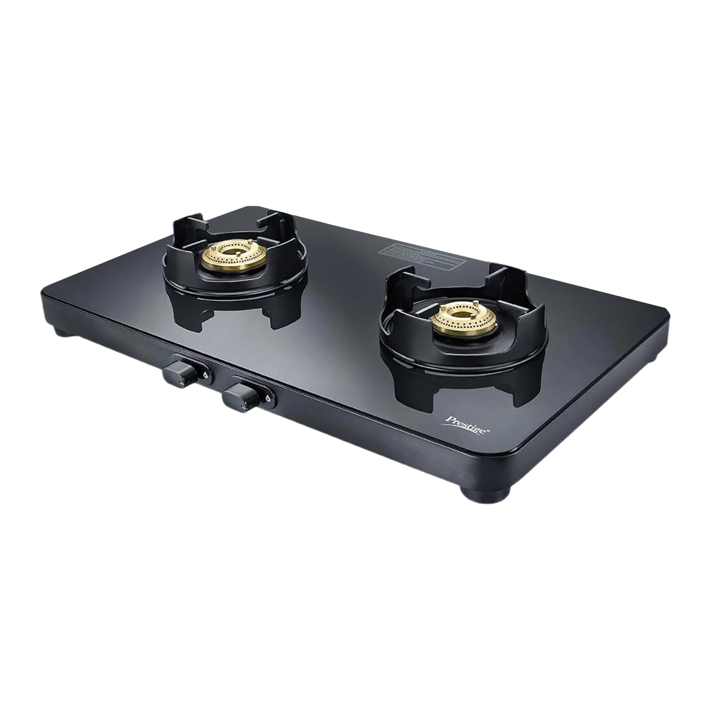 Prestige Edge Toughened Glass Top Burner Manual Gas Stove (Ergonomic  Knob, Black)