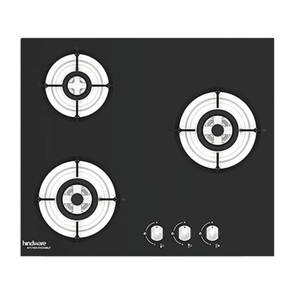 Hindware Nora Plus Toughened Glass Top 3 Burner Automatic Electric Hob (Triple Ring Burner, Black)