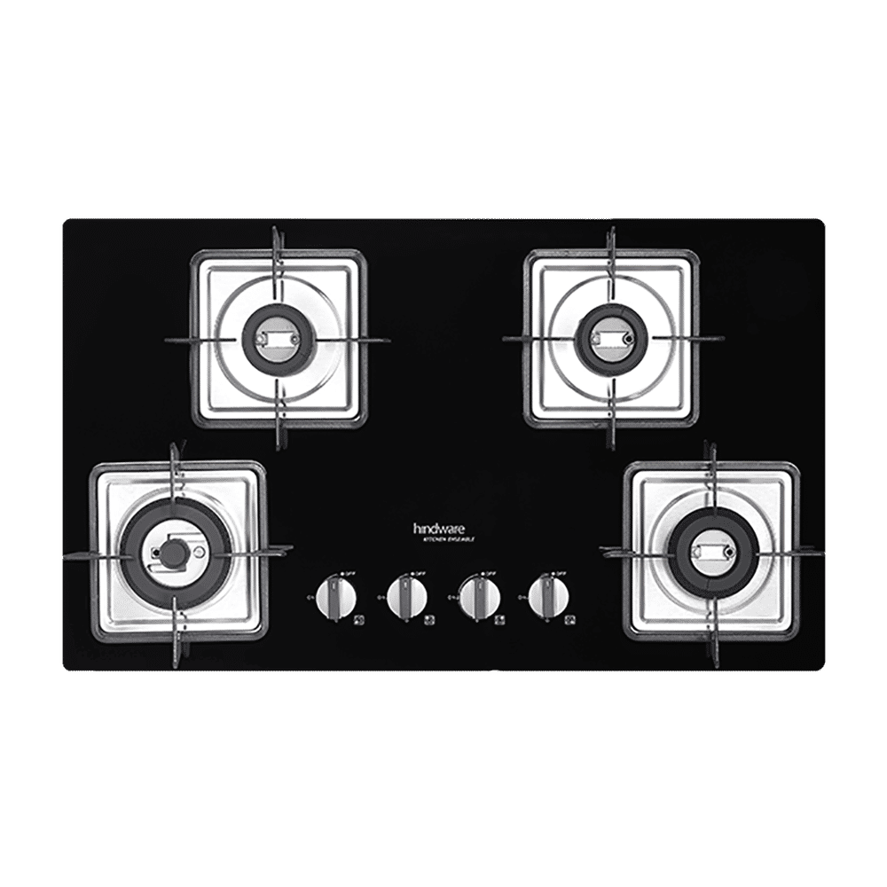 Hindware Rosia Toughened Glass Top 4 Burner Automatic Electric Hob (Spill Proof, Black)