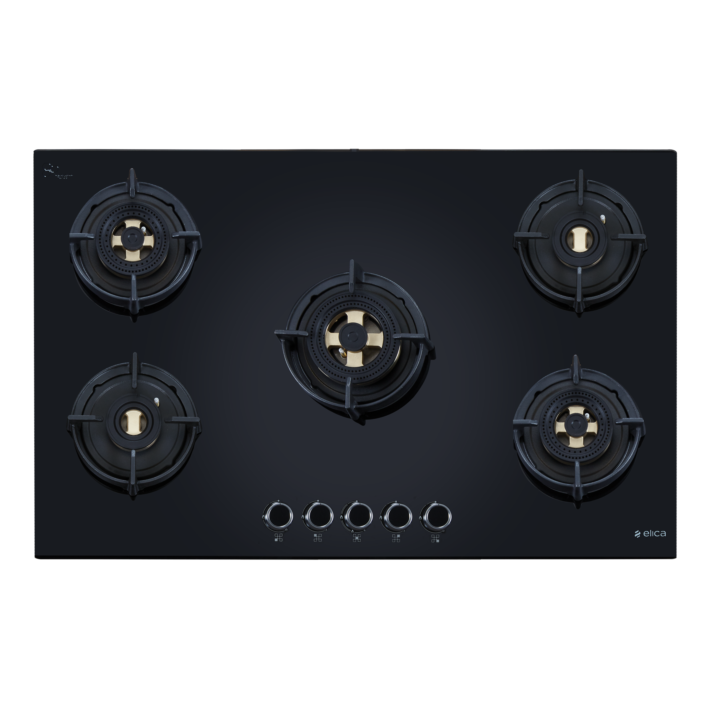 Elica DFS FB MFC 5B 90 5 Burner Automatic Hob (Cast Iron Pan Support, Black)
