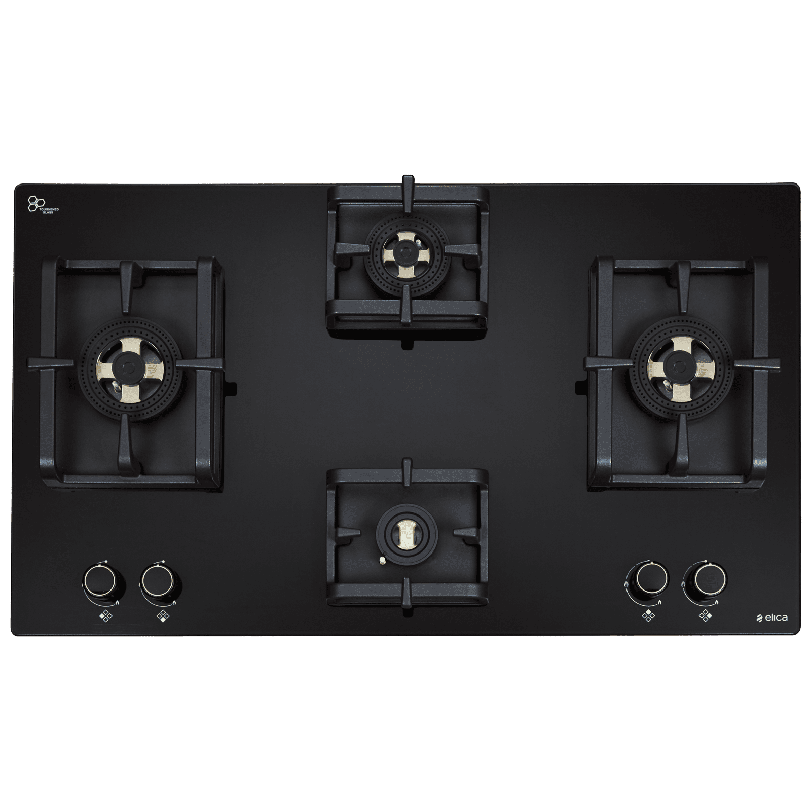 elica Flexi DFS Pro FB 4B 91 DX 4 Burner Automatic Hob (Cast Iron Pan Support, Black)