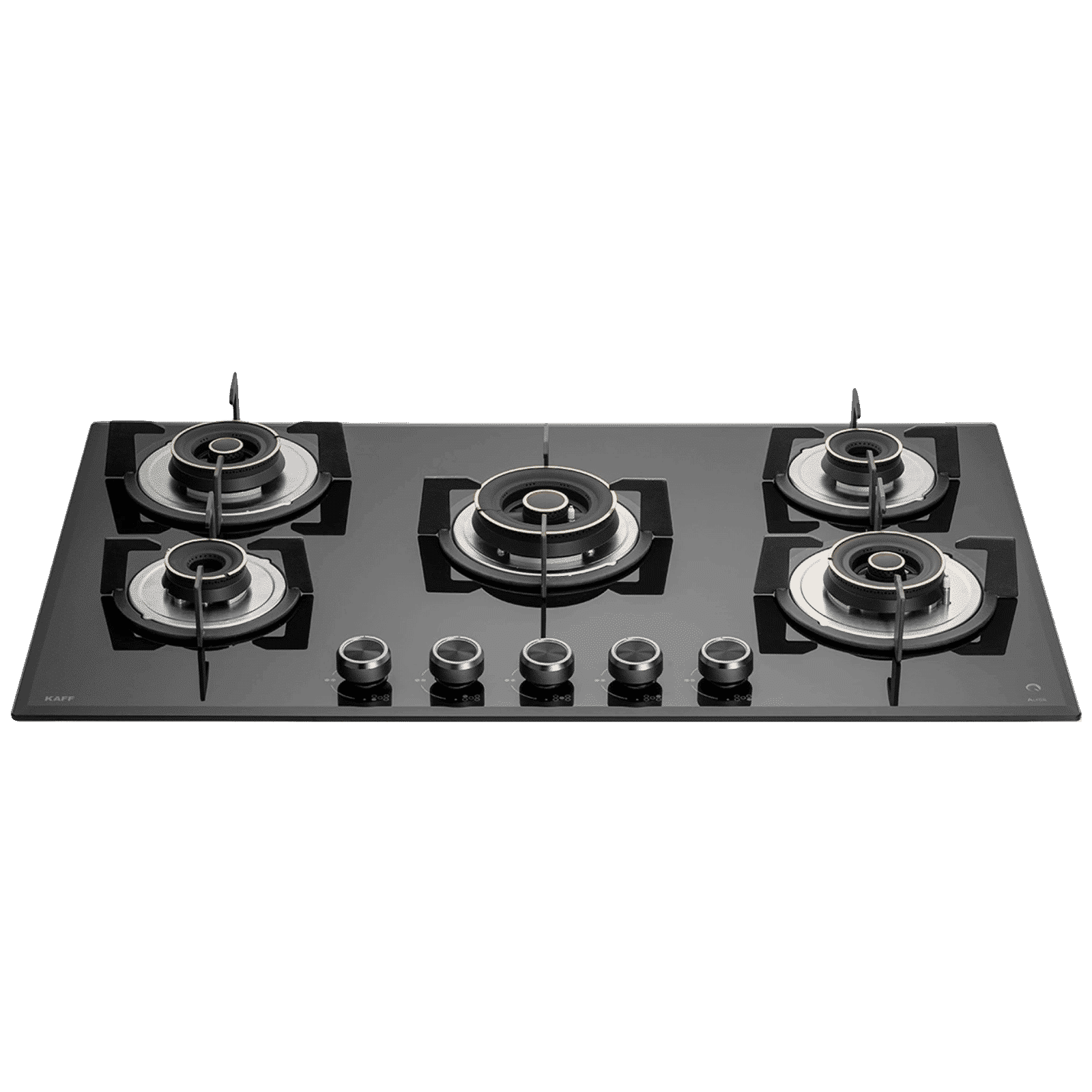 KAFF ALN 865 Glass Top 5 Burner Automatic Hob (Matt Enameled Pan Support, Black)