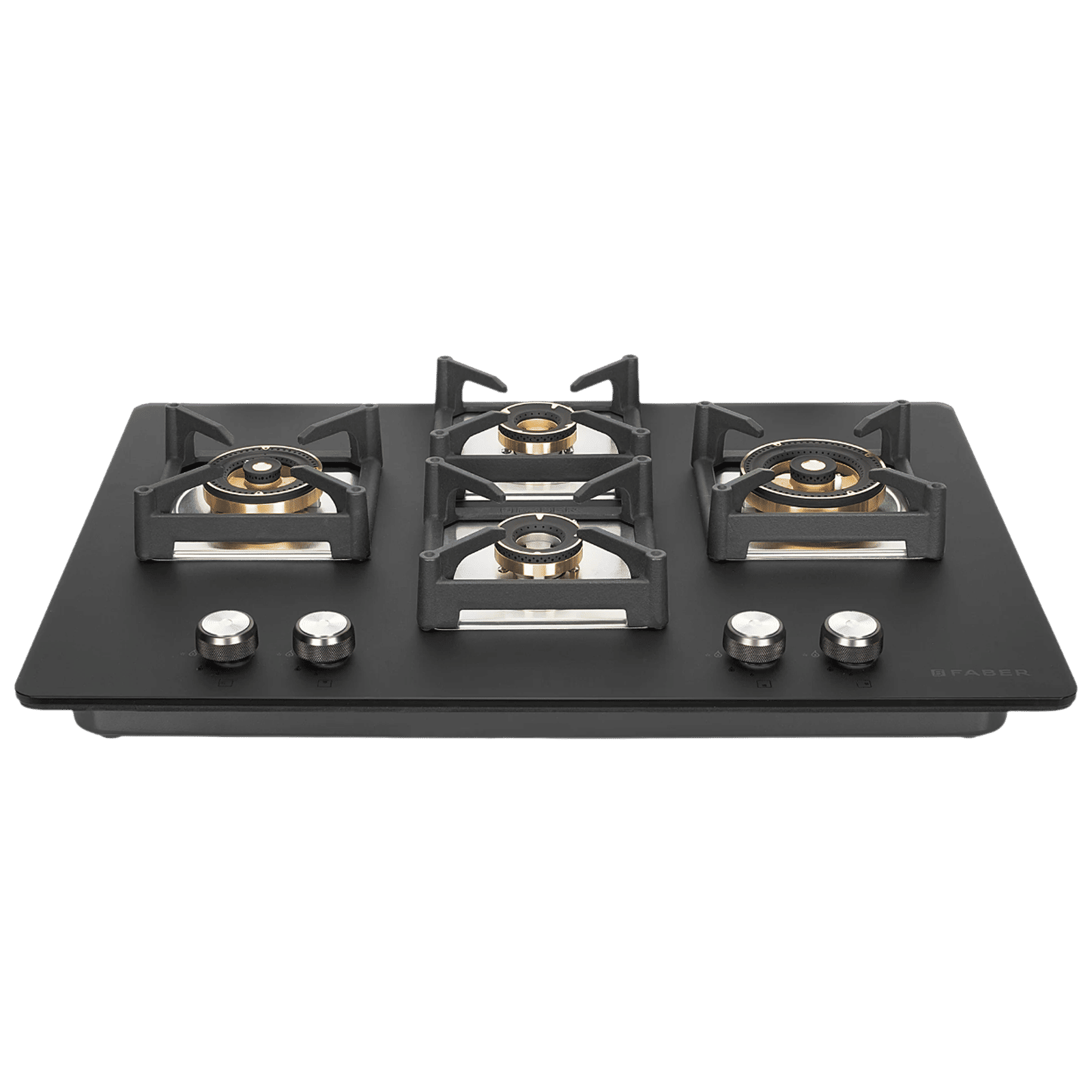 FABER BELLA HT 754 BR AI Glass Top 4 Burner Automatic Hob (Premium Metal Knobs, Black)