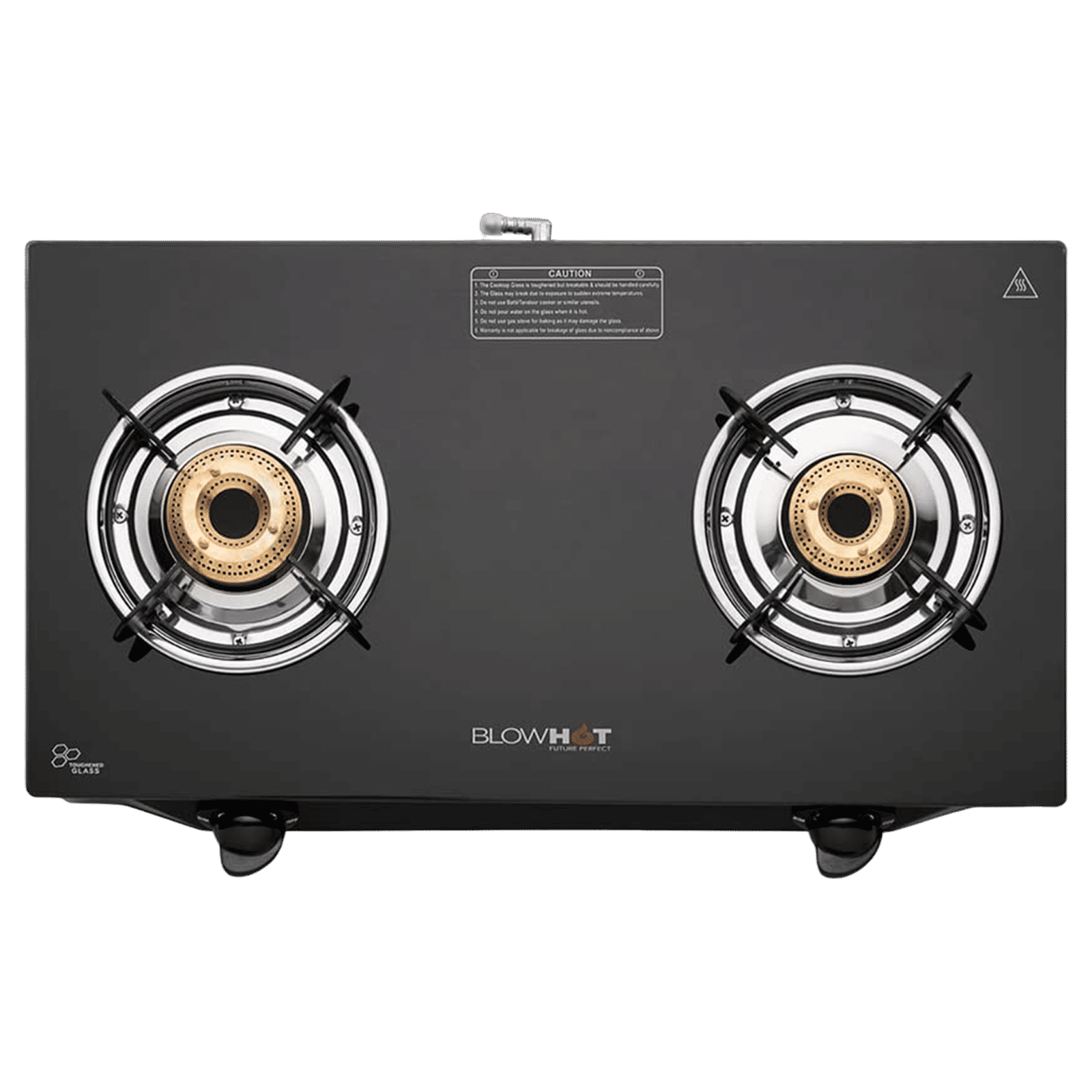BLOWHOT Ruby Toughened Glass Top 2 Burner Manual Gas Stove (ISI Certified, Black)
