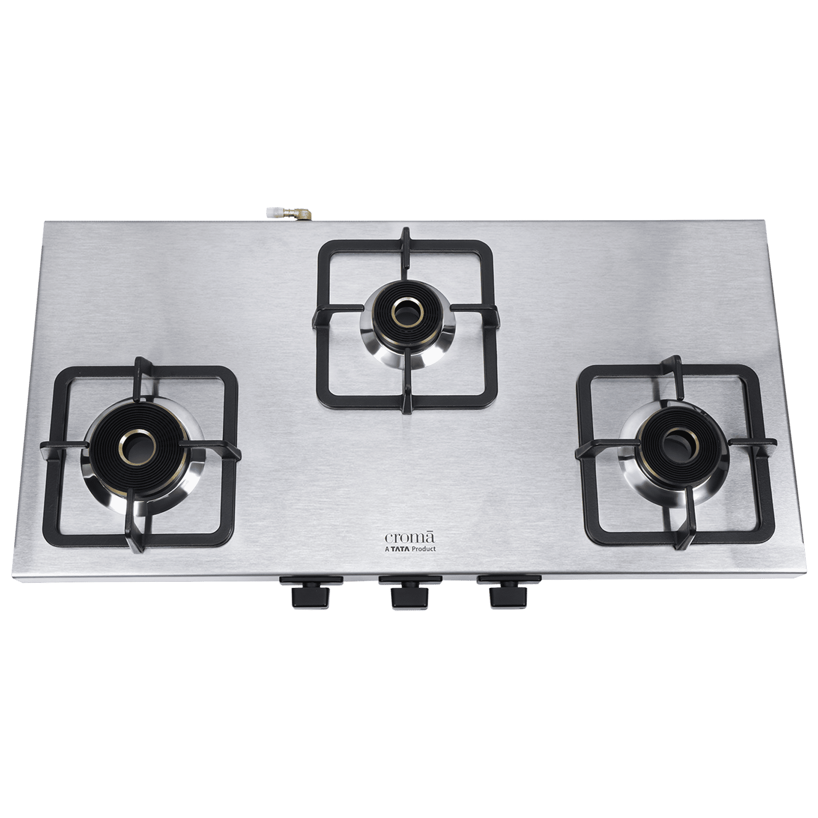 Croma 3 Burner Manual Gas Stove (Strong Anti-Skid Rubber Feet, Steel)