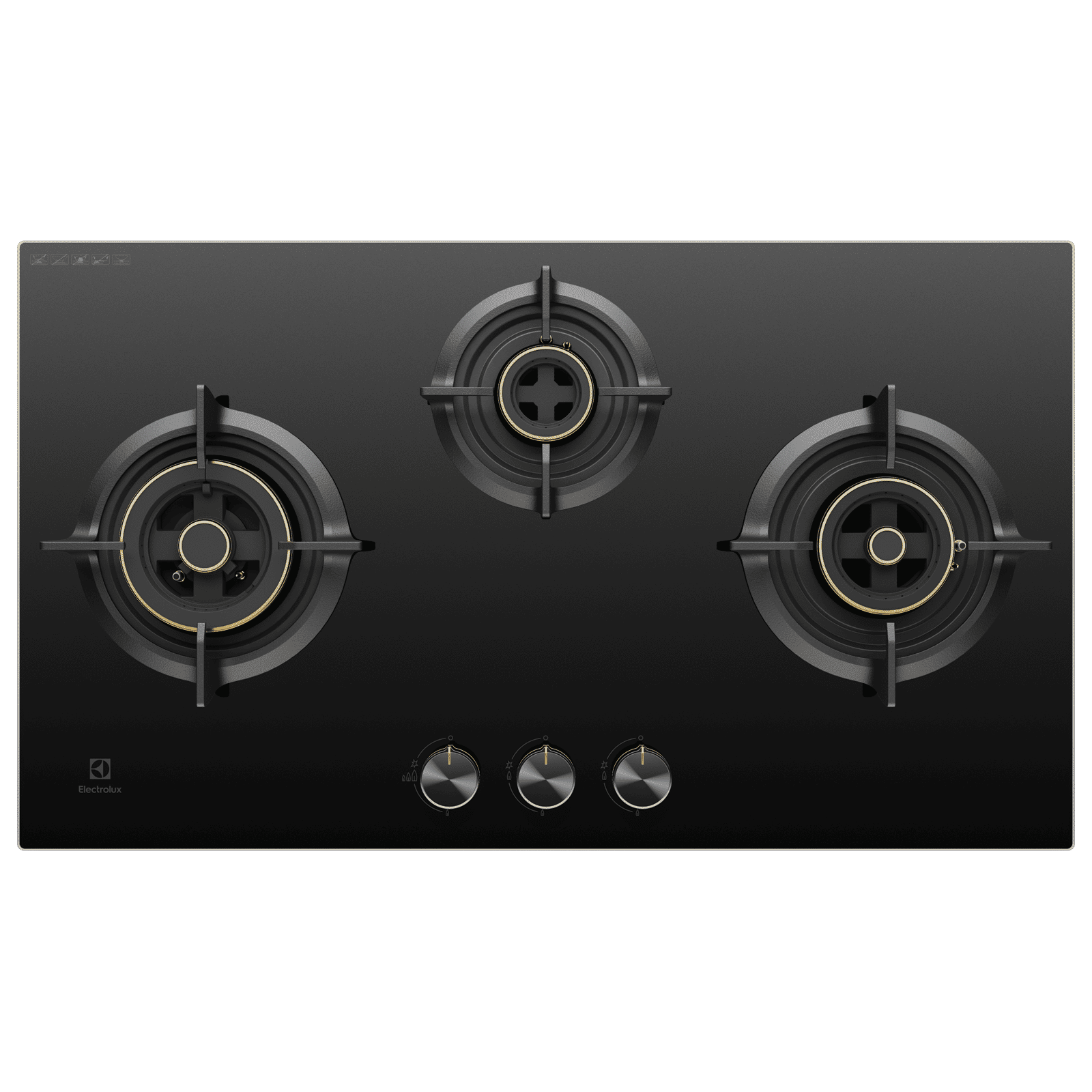 Electrolux UltimateTaste 300 Glass Top 3 Burner Manual Hob (One Hand Ignition, Black)