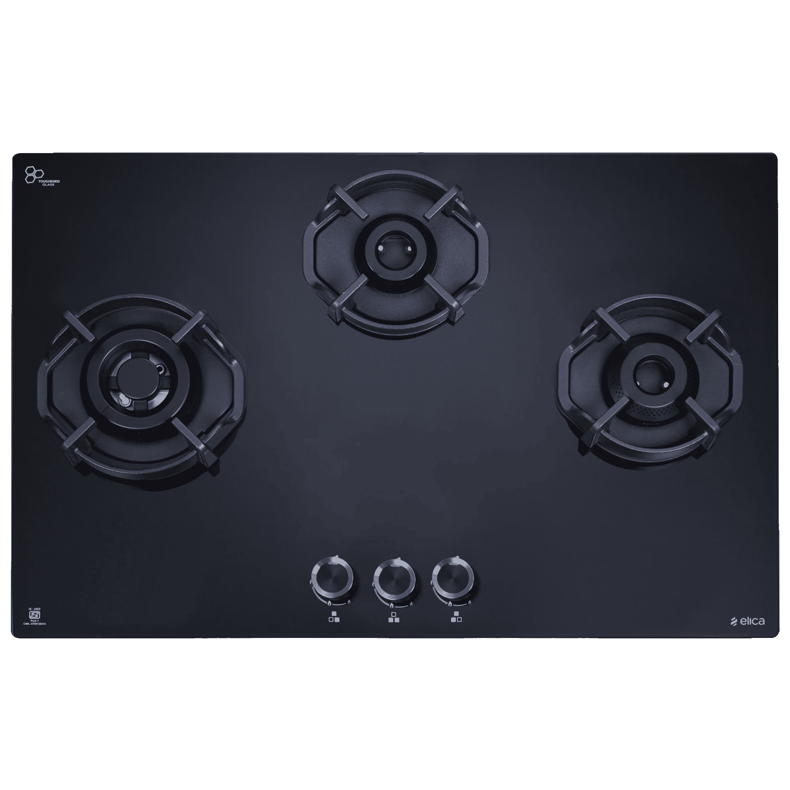 elica FLEXI HEXA 370 LOTUS IND HD Toughened Glass Top 3 Burner Automatic Hob (Multi Flame Burner, Black)