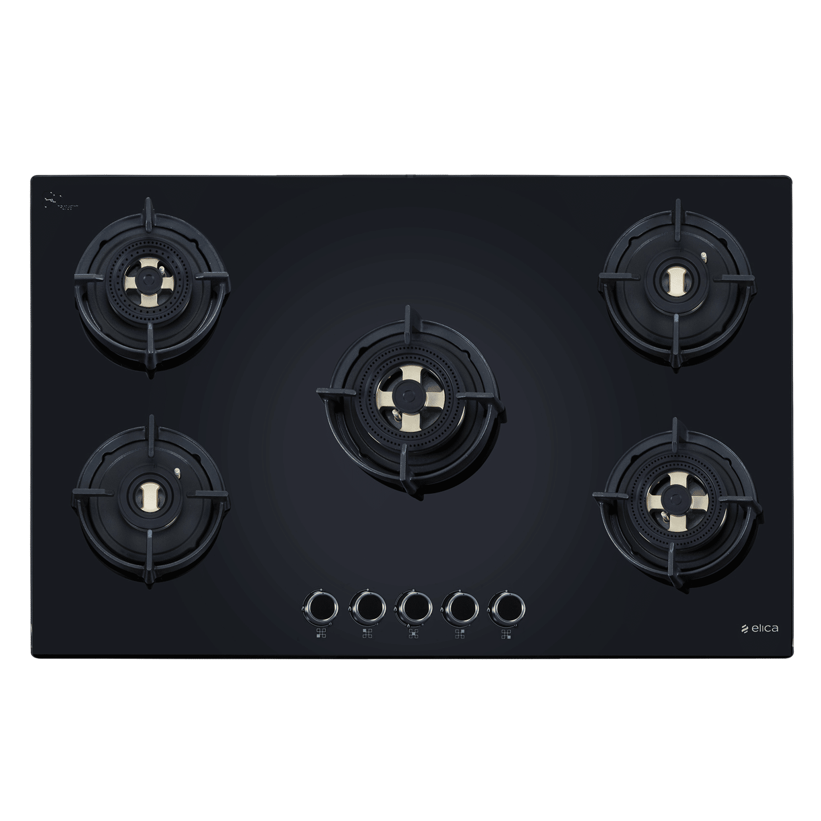 elica FLEXI DFS FB MFC 5B 90 FFD Glass Top 5 Burner Automatic Hob (Flame Failure Device, Black)