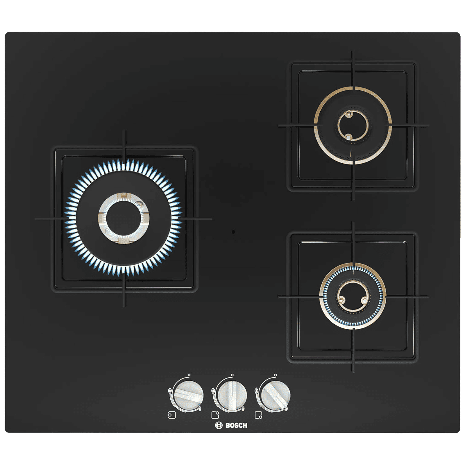 BOSCH Series 4 Toughened Glass Top 3 Burner Automatic Hob (Flame Failure Safety Device, Black)