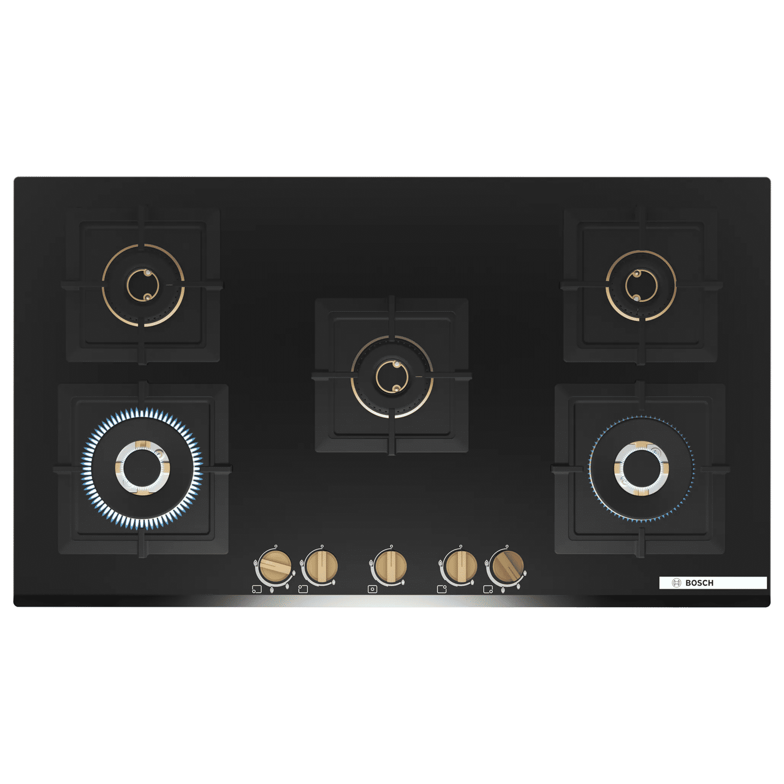 BOSCH Series 6 Toughened Glass Top 5 Burner Automatic Hob (Flame Failure Safety Device, Black)