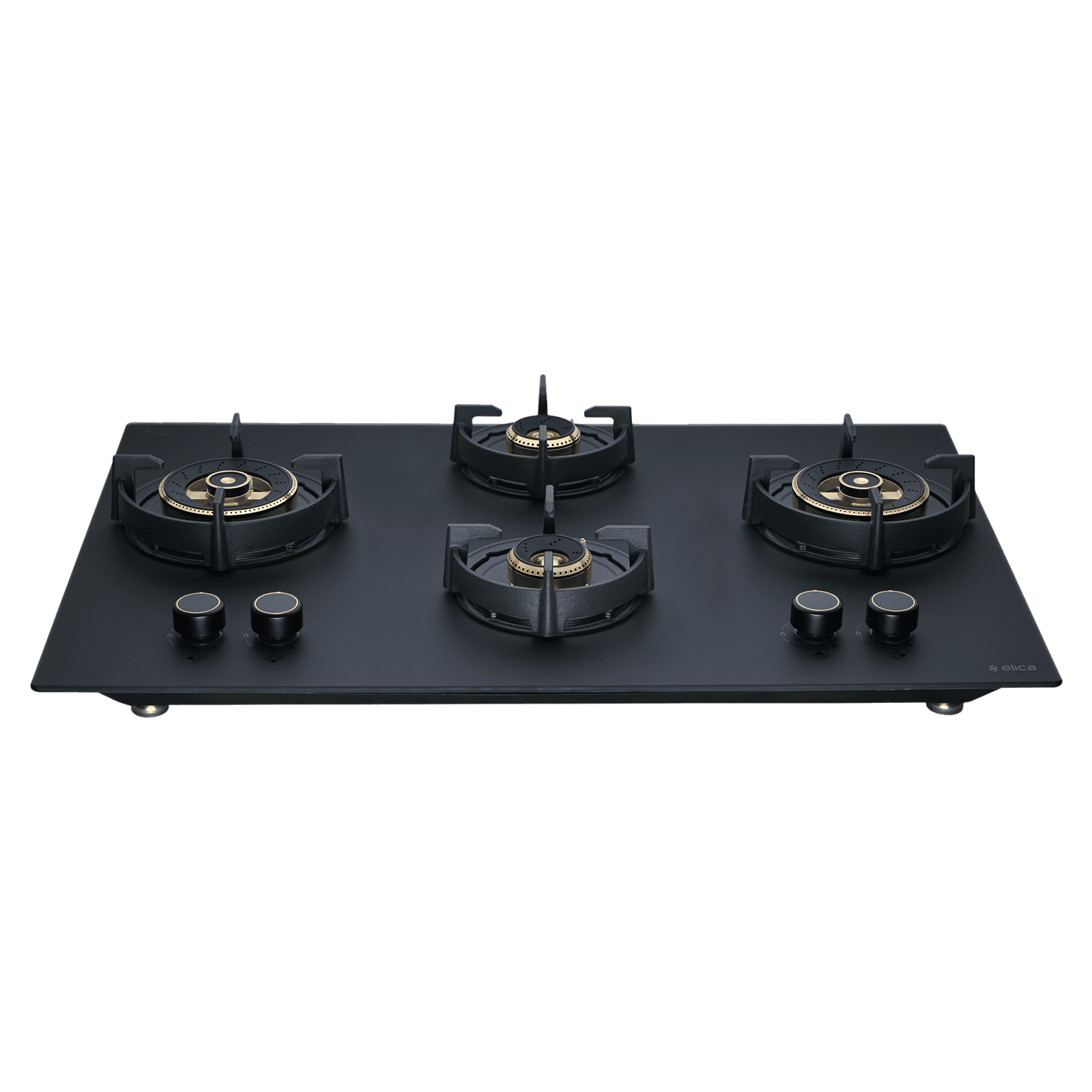 elica MATT FLEXI DFS HE FB 4B 91 DX Toughened Glass Top 4 Burner Automatic Hob (Cast Iron Pan Support with Heat Guard, Matt Finish Black Glass)